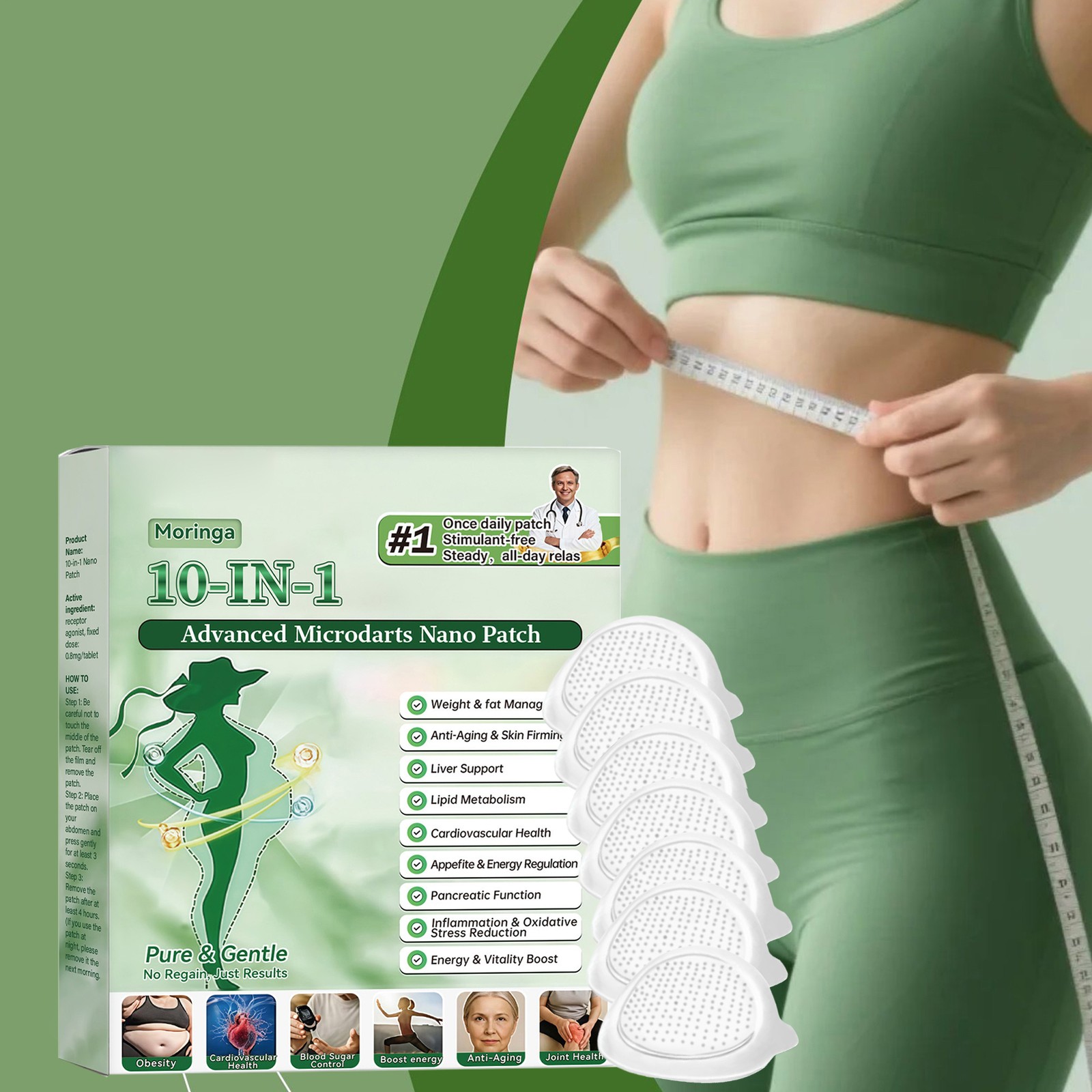 Moringa Berberine x NAD+ 10-in-1 Nano Microneedle Patch