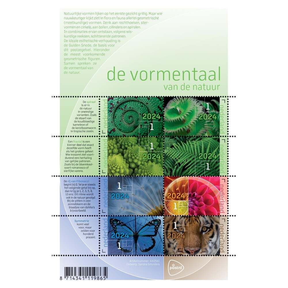 Netherlands  2024  Symmetry in nature  plants butterfly tiger sheetlet mnh U