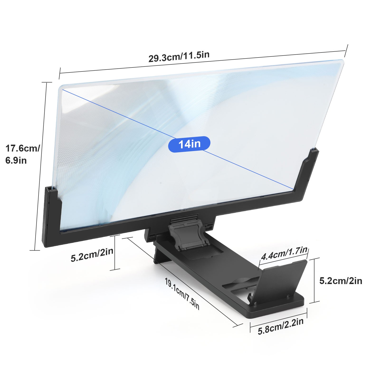14" Smartphone Screen Magnifier 3D HD Mobile Phone Video Amplifier Stand Bracket