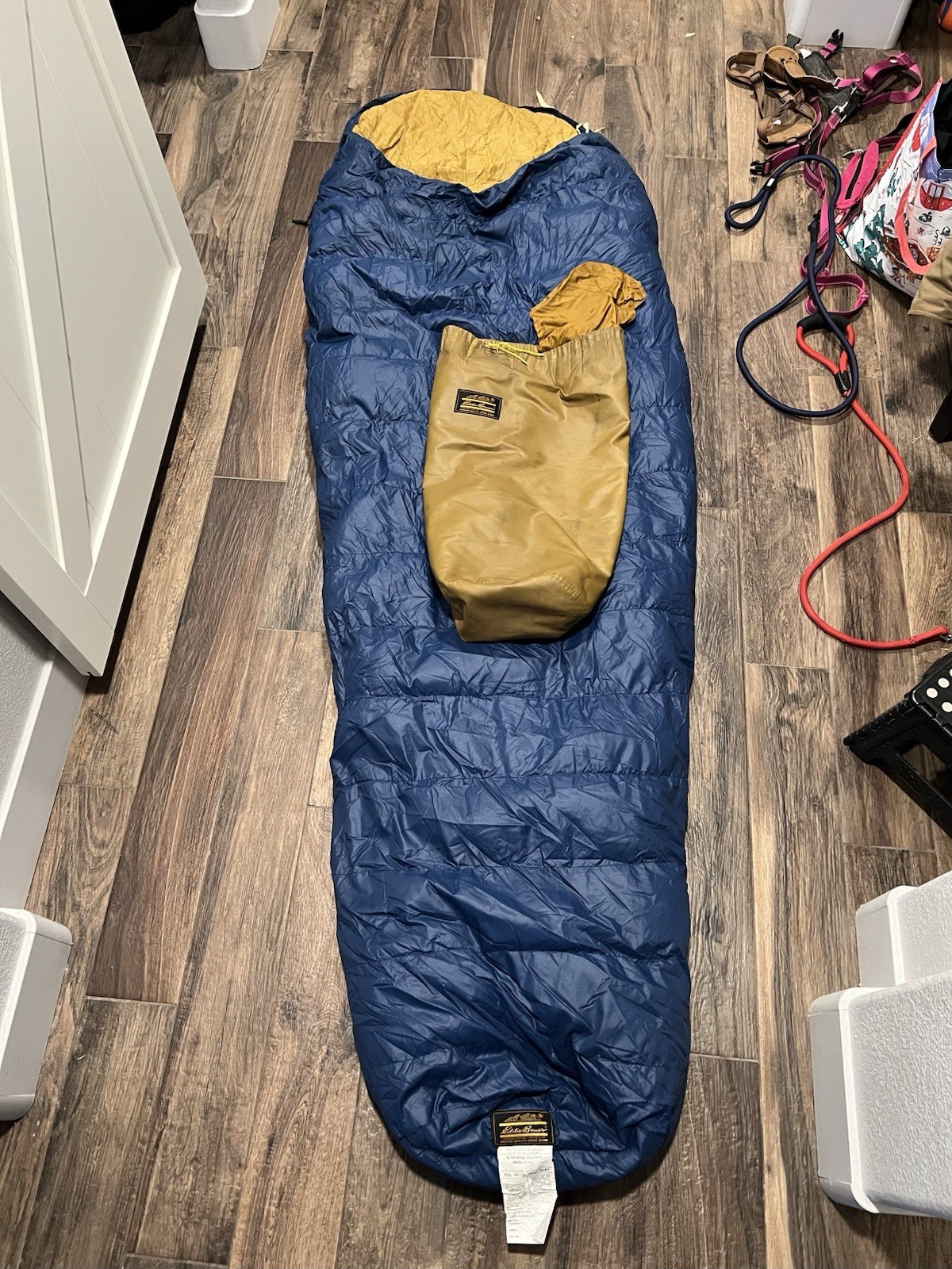 VTG Eddie Bauer Goose Down Expedition Sleeping Bag 32x90in w/ Original Sack Long