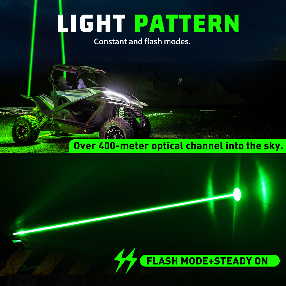 For Polaris RZR 1000XP WHIPLESS LASER RGB LED Whip Lights Antenna Remote UTV ATV