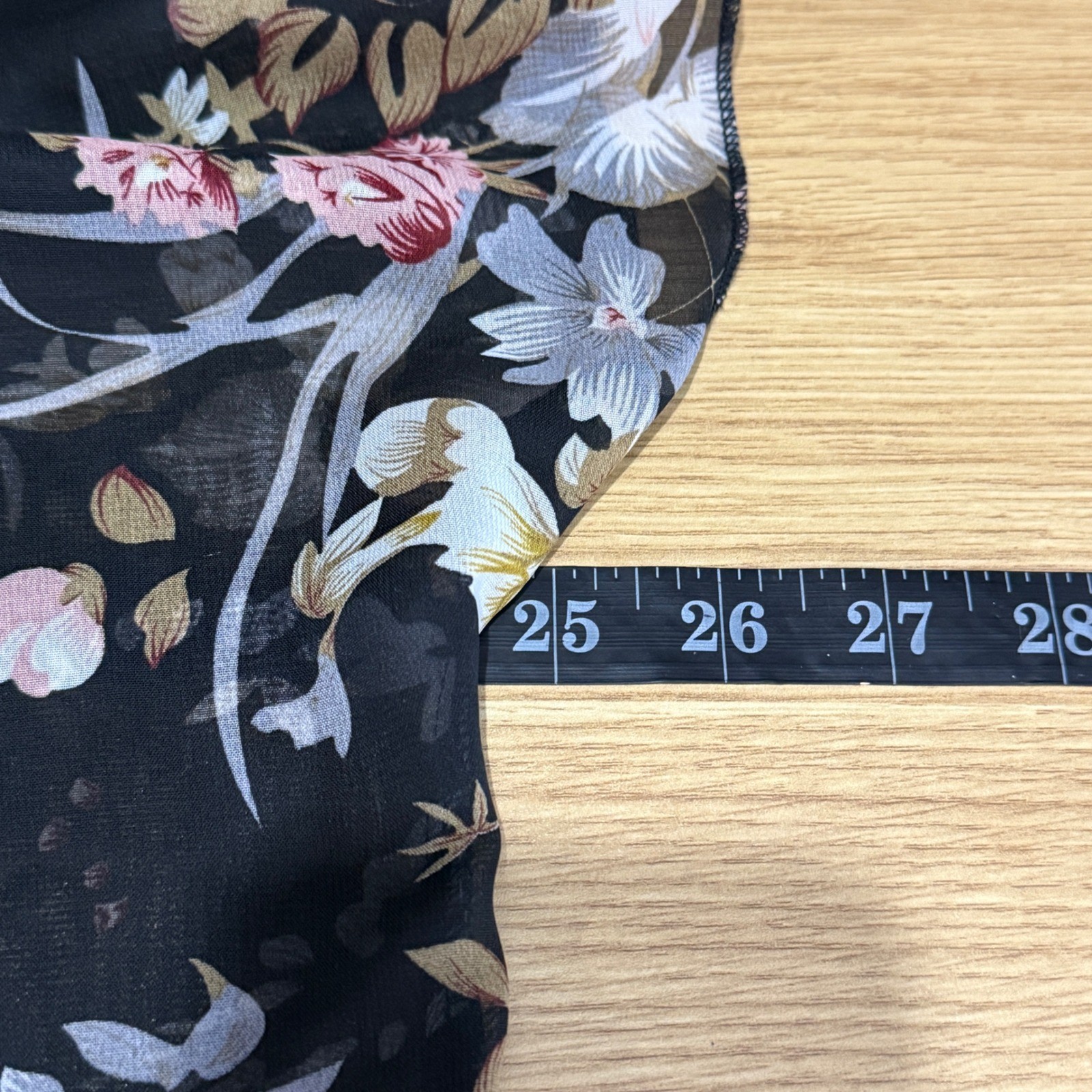 Womens Black Floral Sheer Kimono Cardigan Duster Lightweight cover-up sz M