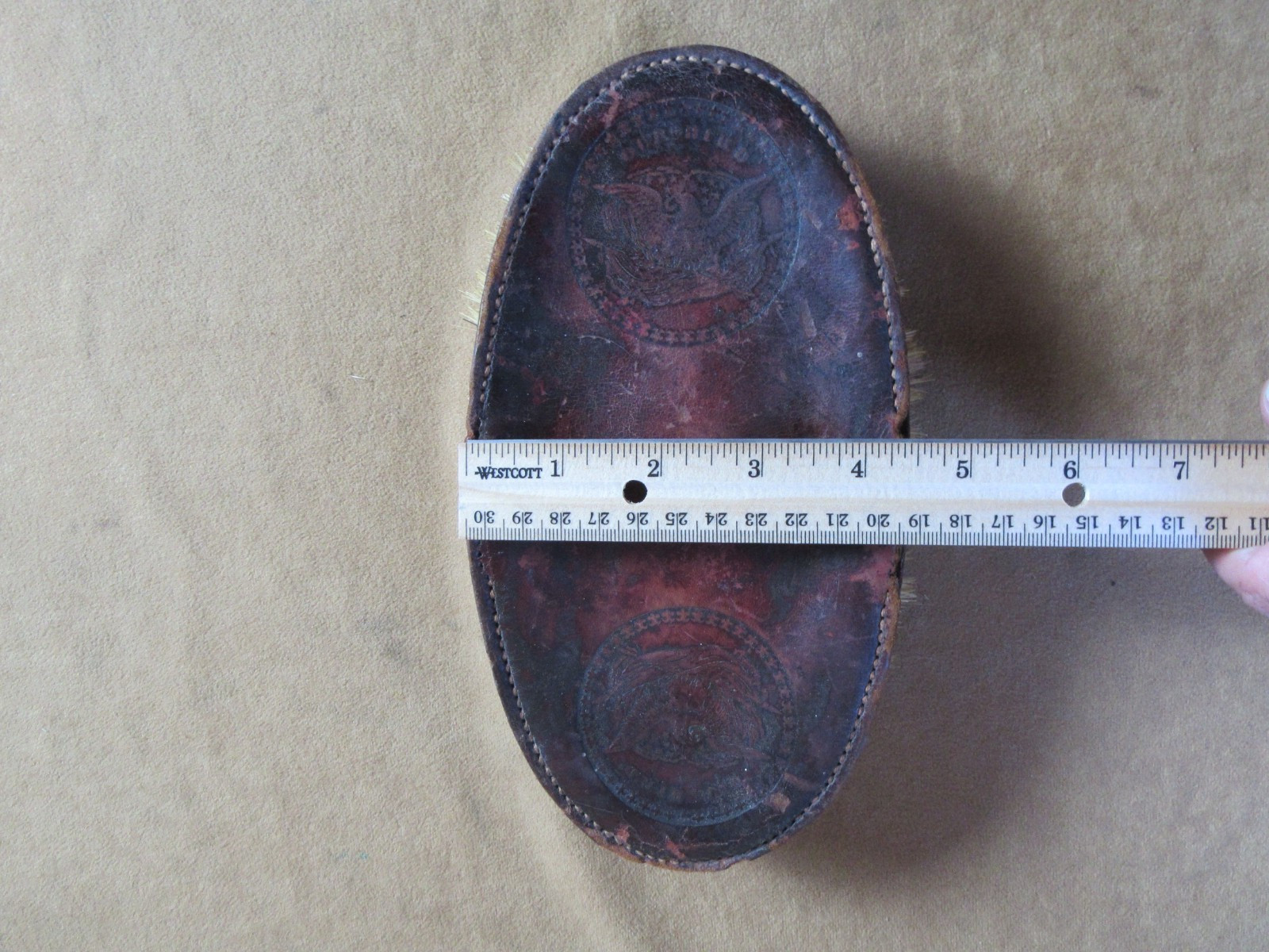 Civil War Patriotic Eagle Our Bird Leather US Cavalry Horse Grooming Brush 1860s