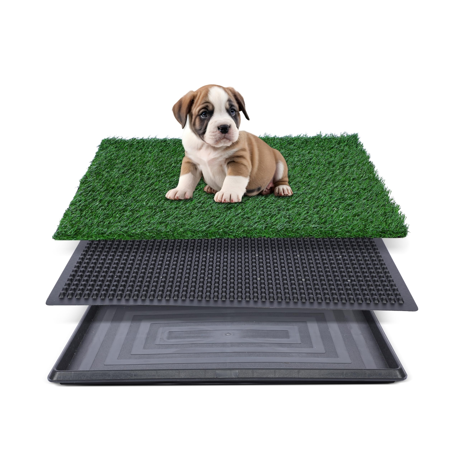 FluffyDream Artificial Grass for Dog Potty Strong Absorbency Grass Pad with Tray