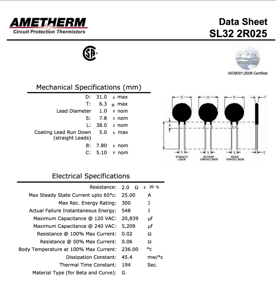 Ametherm SL32 2R025 Thermistor Aqua-Rite Repair