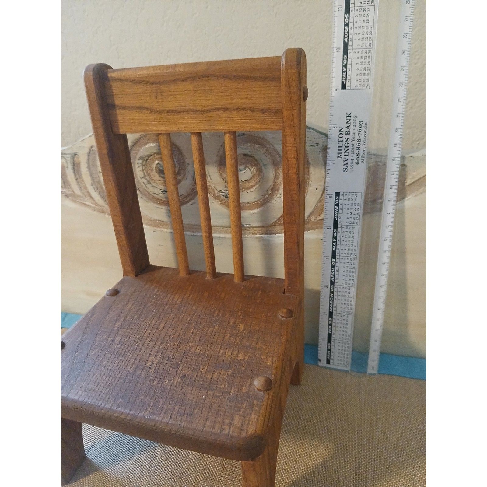Vintage Handcrafted Wooden Doll Chair Maple Valley Woodcraft Ottumwa Iowa 10"H