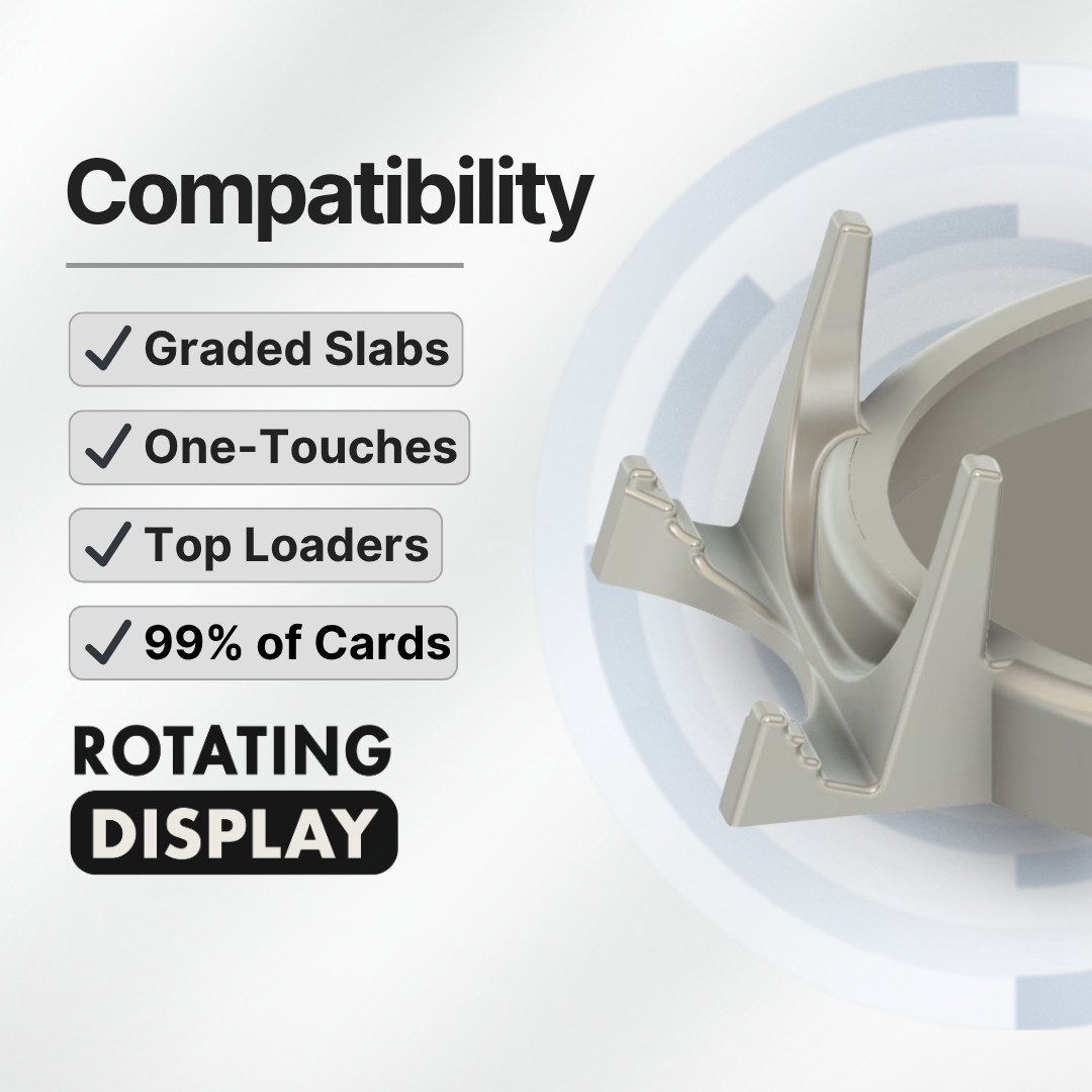 Sports Trading Card Rotating Display - Adjustable Speed Spinning Stand Holder