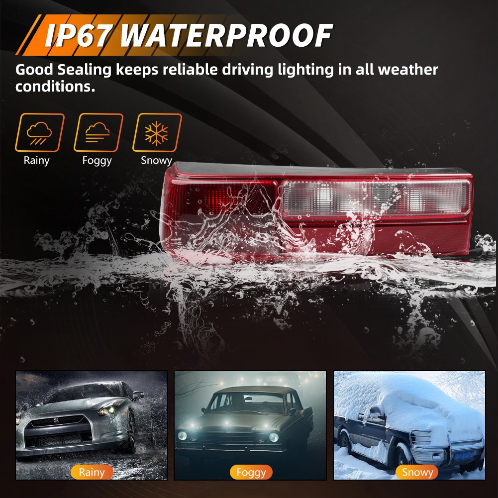 2PCS Red Lens Rear Tail Lights Brake Signal Lamps For 1987-1993 Ford Mustang