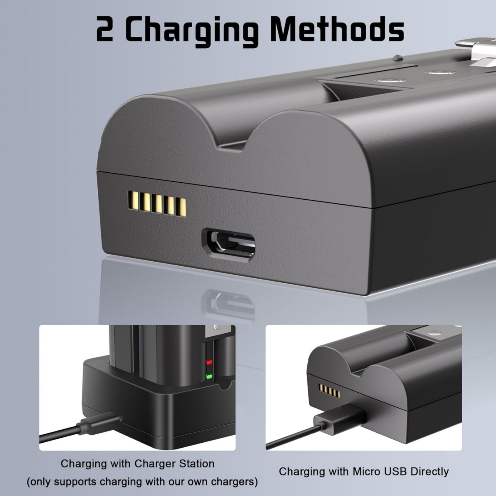 2 Pack 7200mAh Rechargeable Battery and Charger Station for Ring Doorbell 2/3/4
