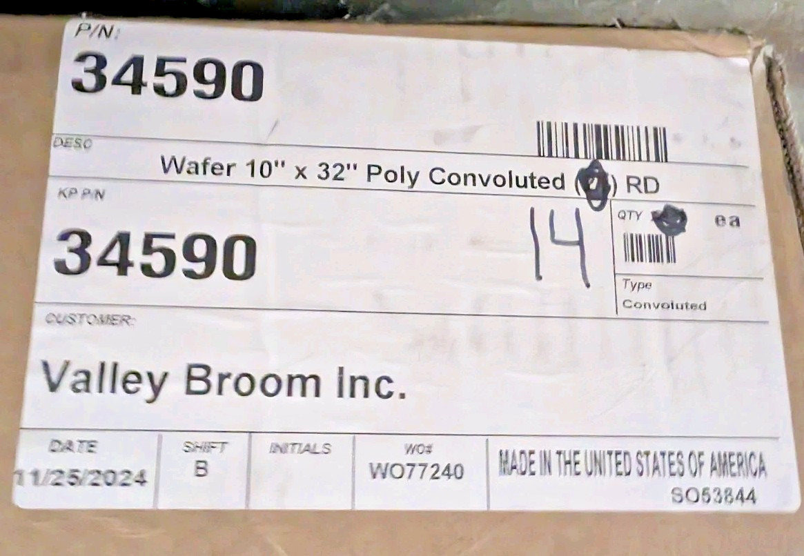 (x14) Valley Broom 34590 Poly Convoluted Wafer Brush 10x32 Street Sweeper OEM