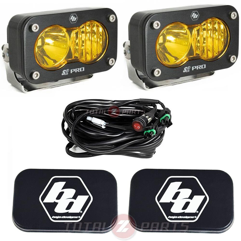 Baja Designs™ S2 Pro LED Lights Amber Driving/Combo Pair w/Rock Guards, Wiring