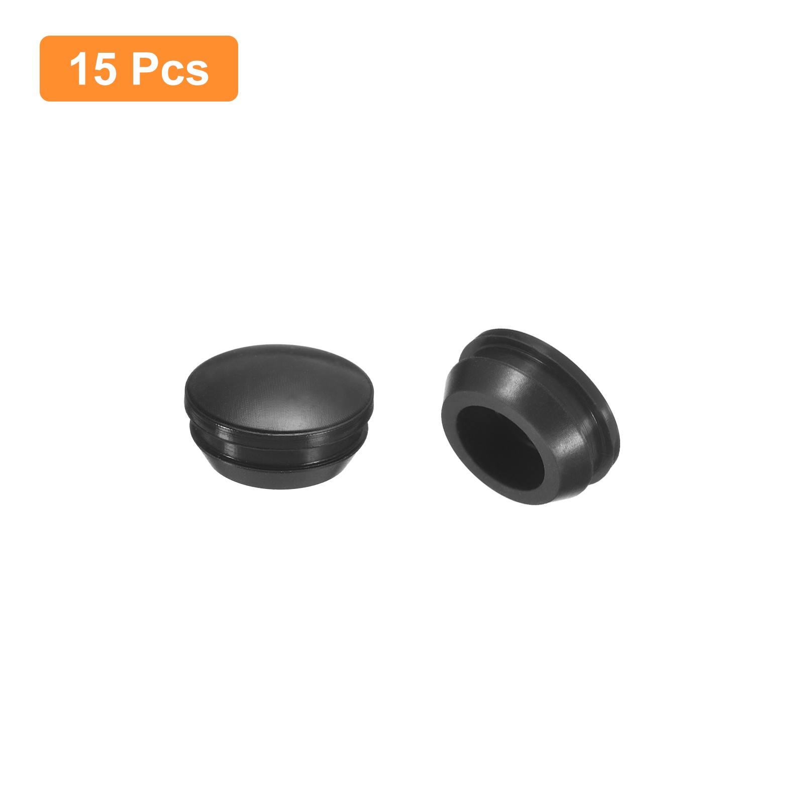 15Pcs Silicone Plugs Rubber Round Locking Hole Plugs for 14-15mm Hole Black