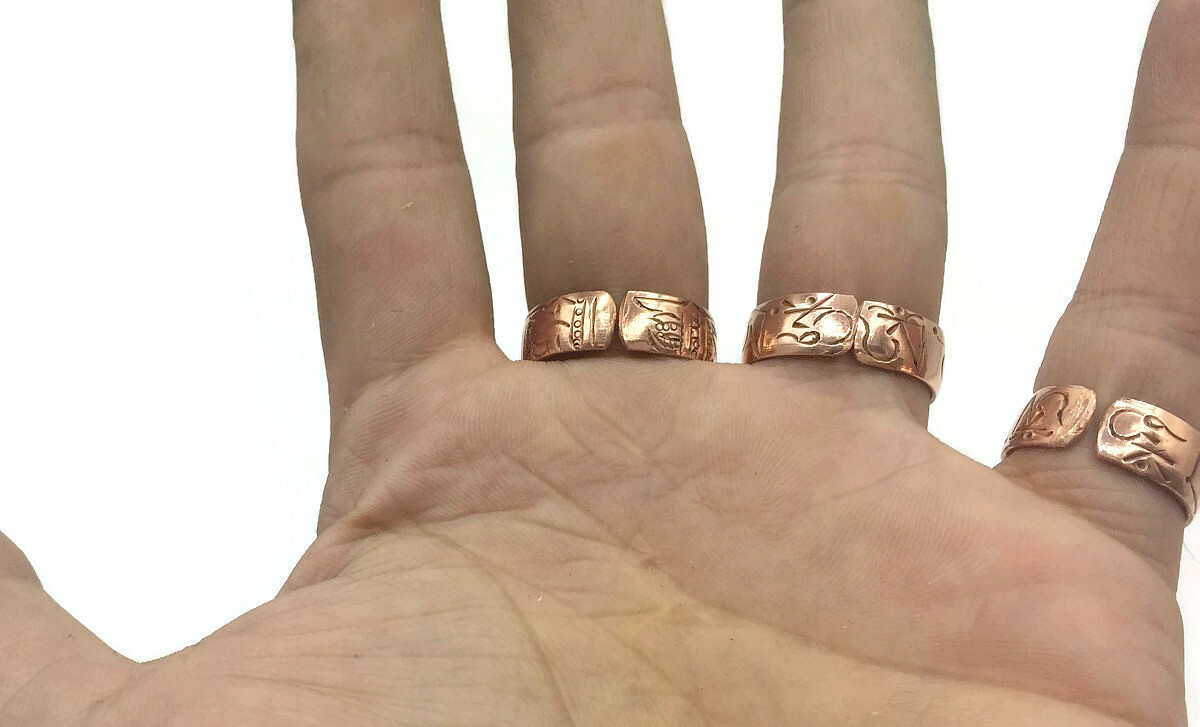 3 Hand Forged Copper Rings Set. 100% Pure Raw Copper Healing Medicine Ring.