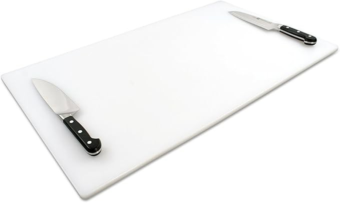 White Plastic (HDPE) Cutting Board - FDA/NSF/USDA - 12" x 12" x 1" Thick^