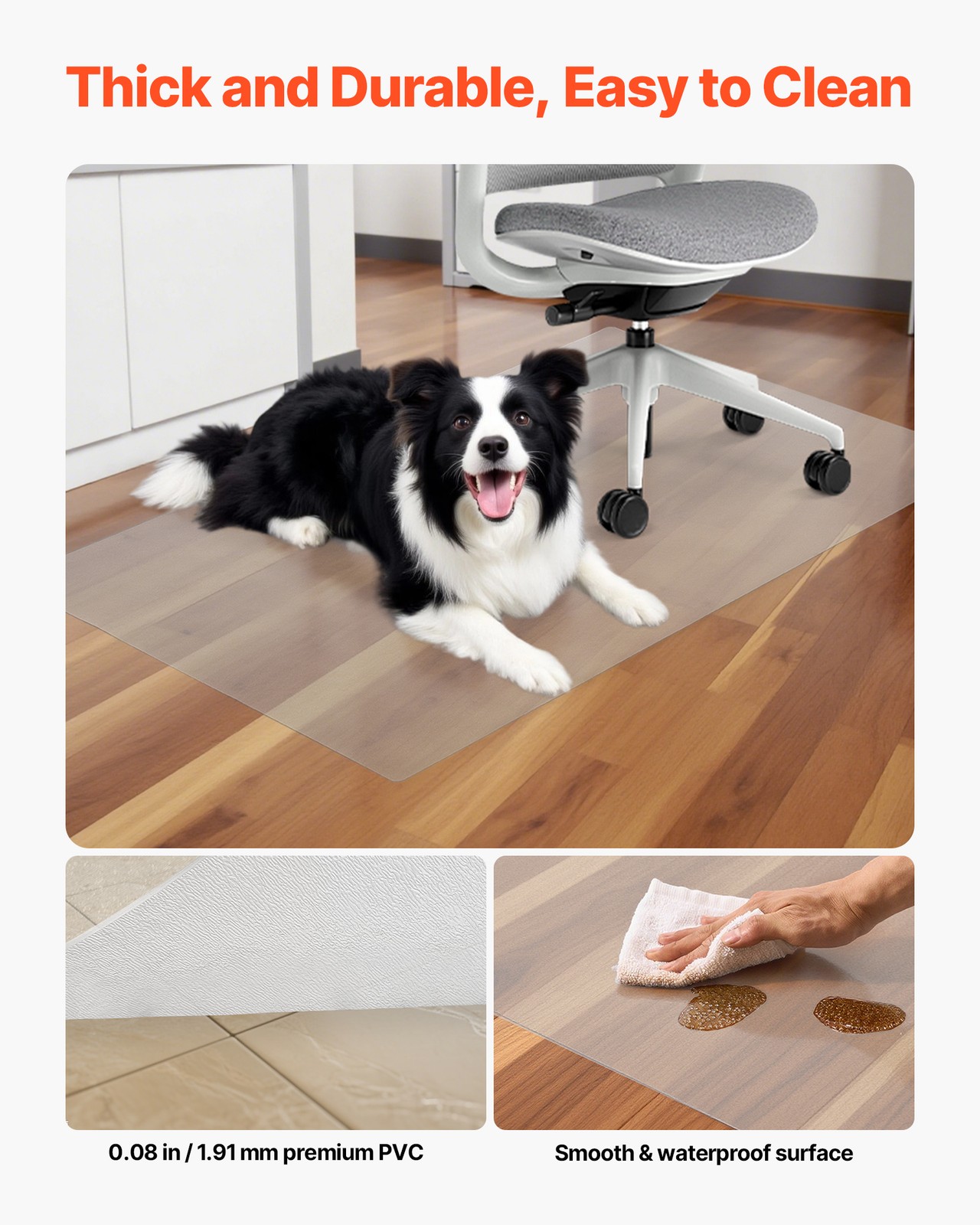 Chair Mat 30 x 48-inch Transparent Office Chair Mat for Hard Floors Home