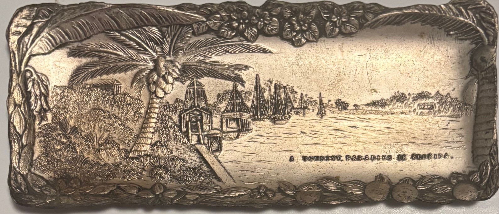 Vintage Florida "A Paradise for Tourists" Souvenir Metal Tray