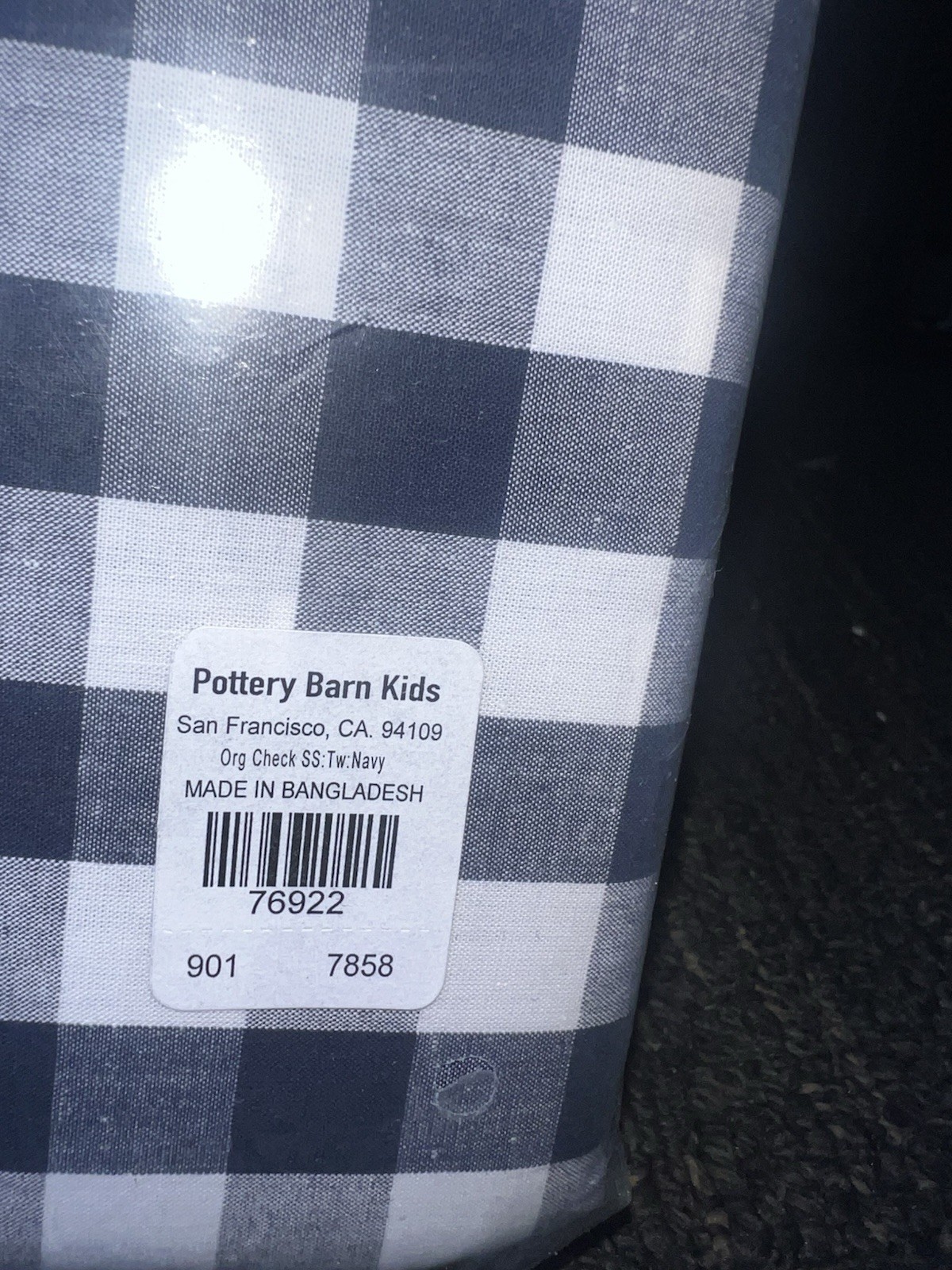 Pottery Barn Kids Twin Organic Cotton Check Sheet Set Navy Certified Nontoxic