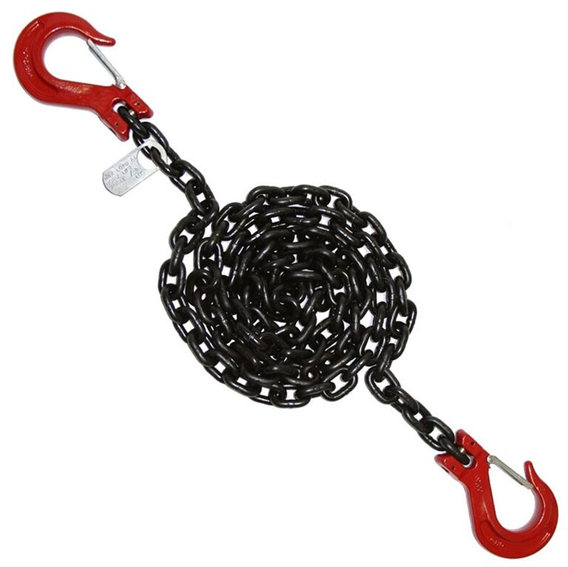 3/8" x 10' Grade 80 Lifting Chain Sling Safety Latch Hooks 7,100 LBS Overhead