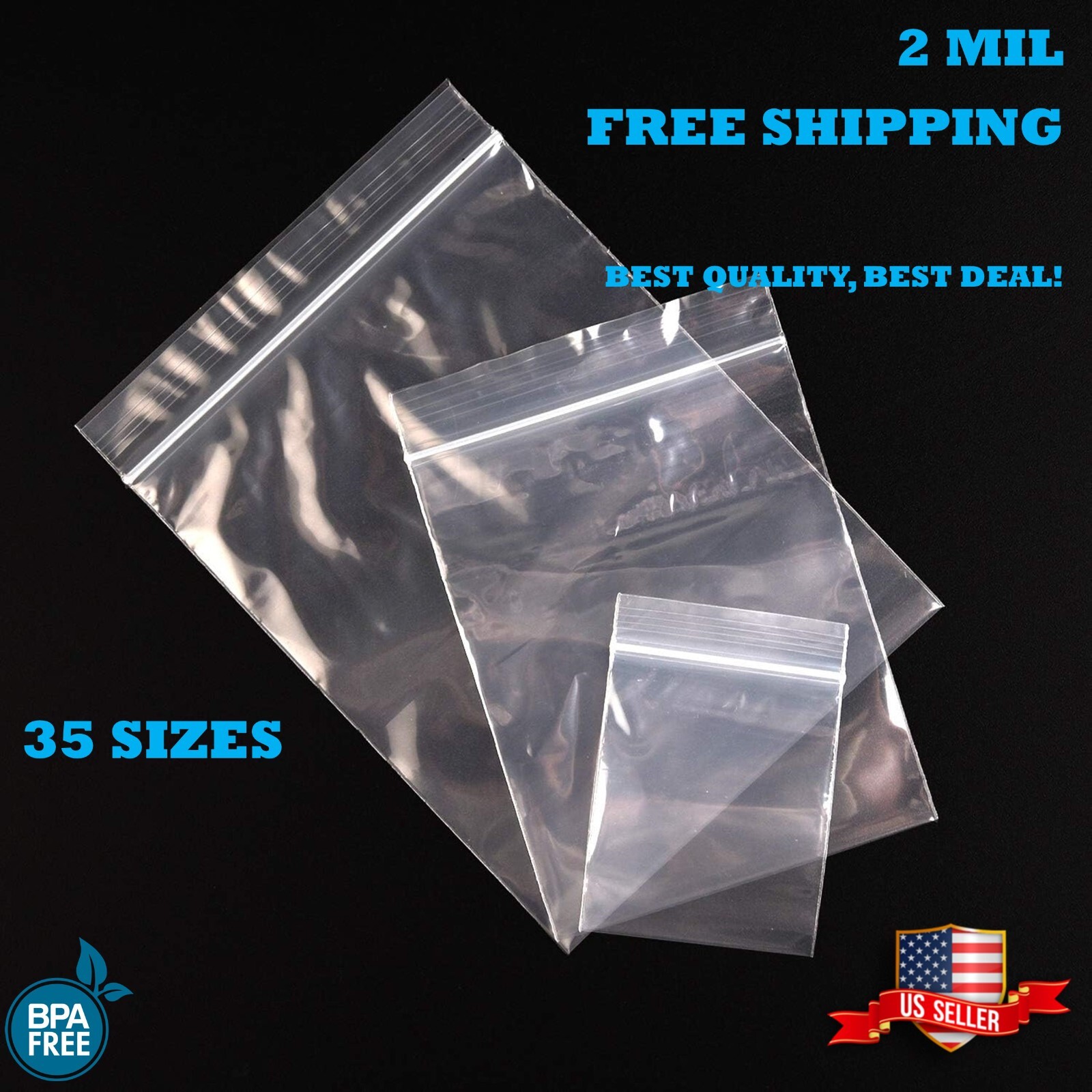 2 Mil Clear Zip Seal Plastic Bags Jewelry Zipper Top Lock Baggies Reclosable 2ML
