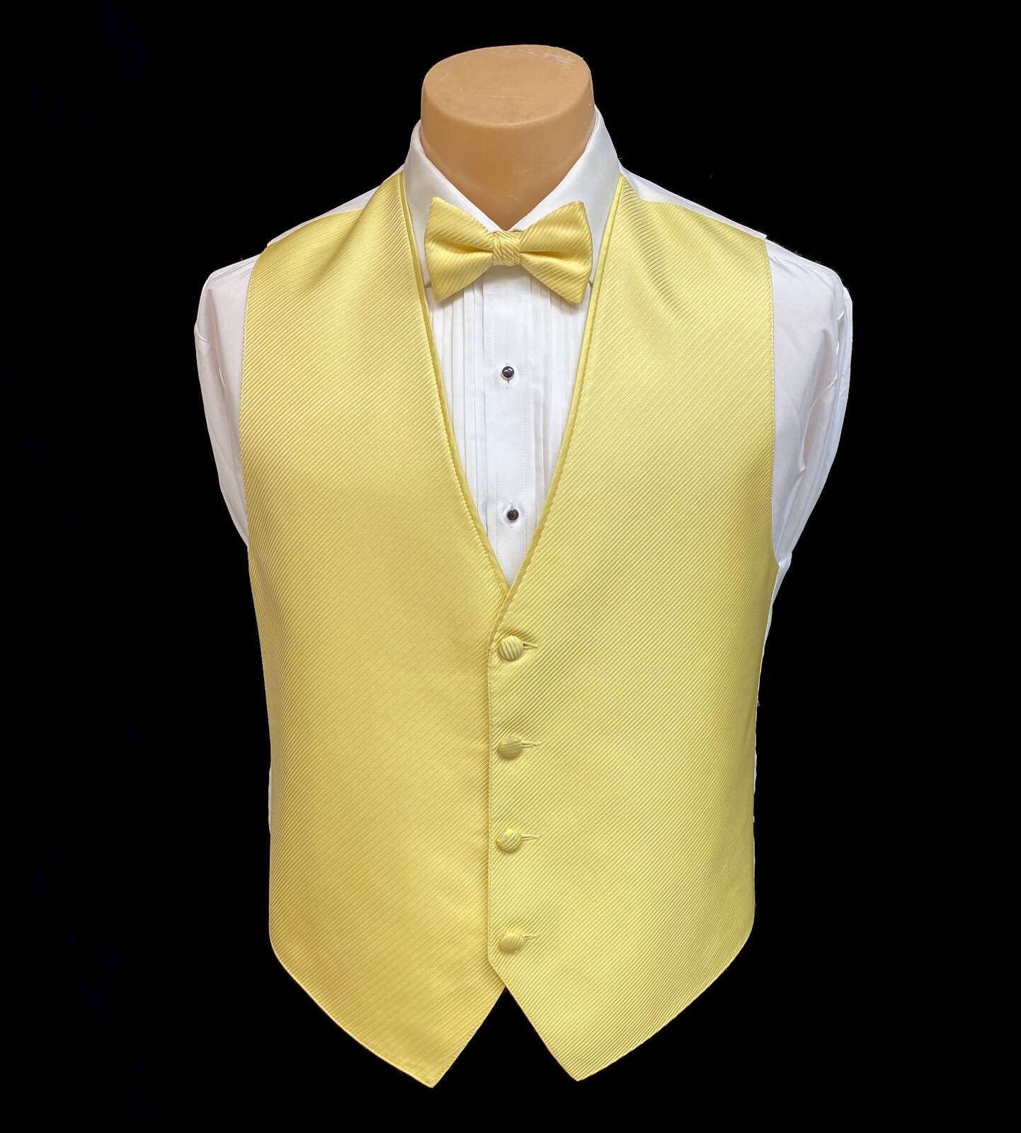 Men's Flow Formals Sunflower Yellow Tuxedo Vest & Tie Bow or Long Closeout