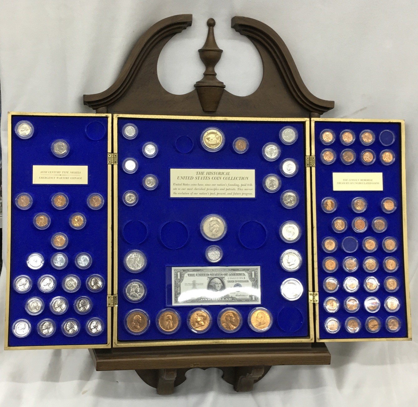 The Historical United States Coin Collection Wall Display Case W/77 Coins