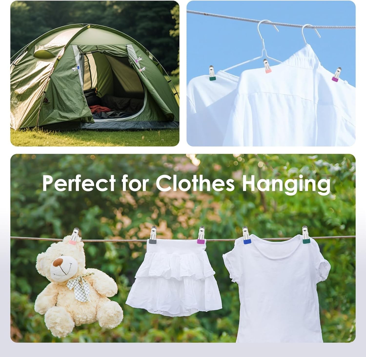 36 Pack Heavy Duty Clothes Pins 2.17-Inch Stainless Steel Chip Clips Multipur