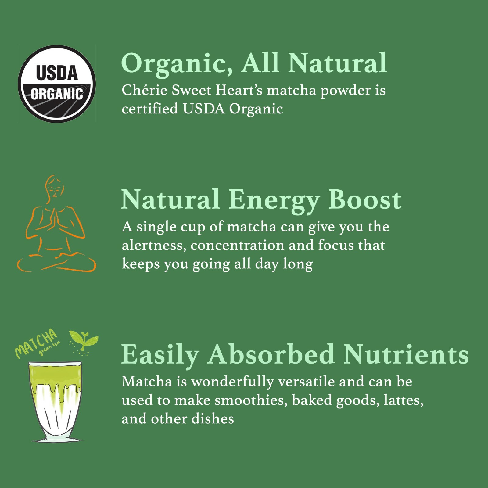 USDA Certified Organic Matcha Green Tea Powder, 1 LB Bag