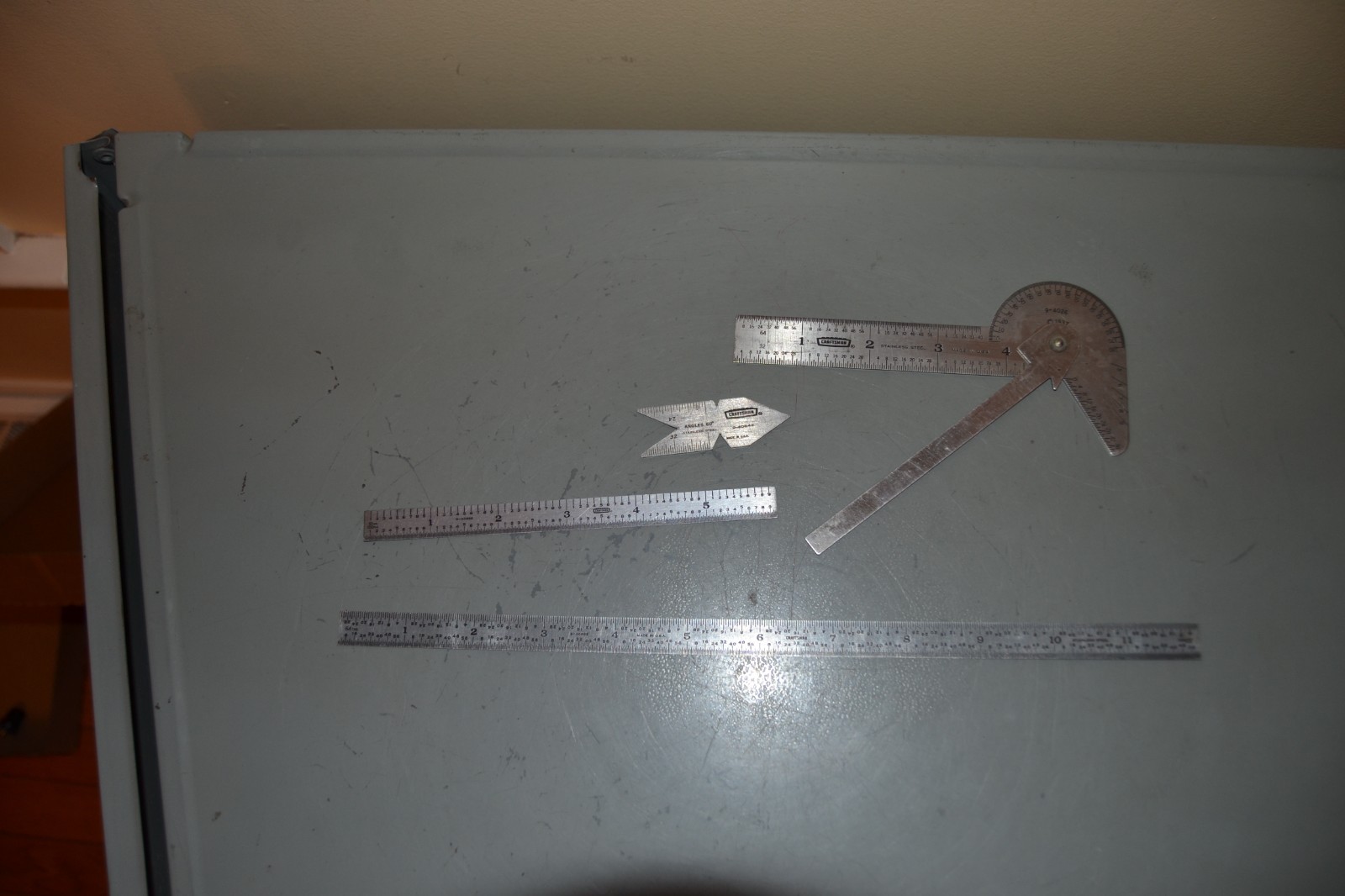 (4) CRAFTSMAN LOT 12" & 6" RULE, PROTRACTOR, ANGLES 60 DEGREE THREAD CENTER GAGE