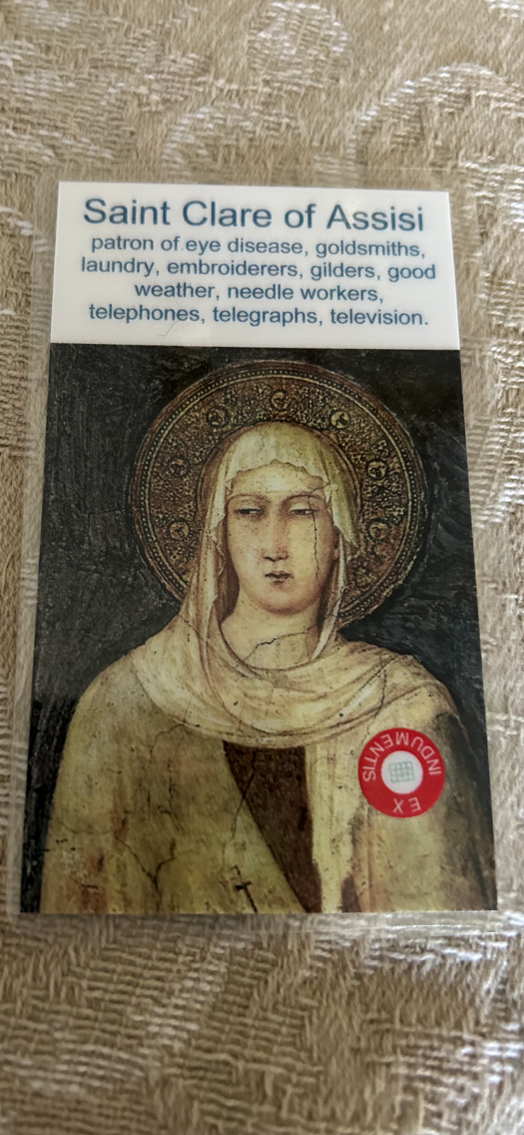 Saint Clare of Assisi 3rd Class Relic Card