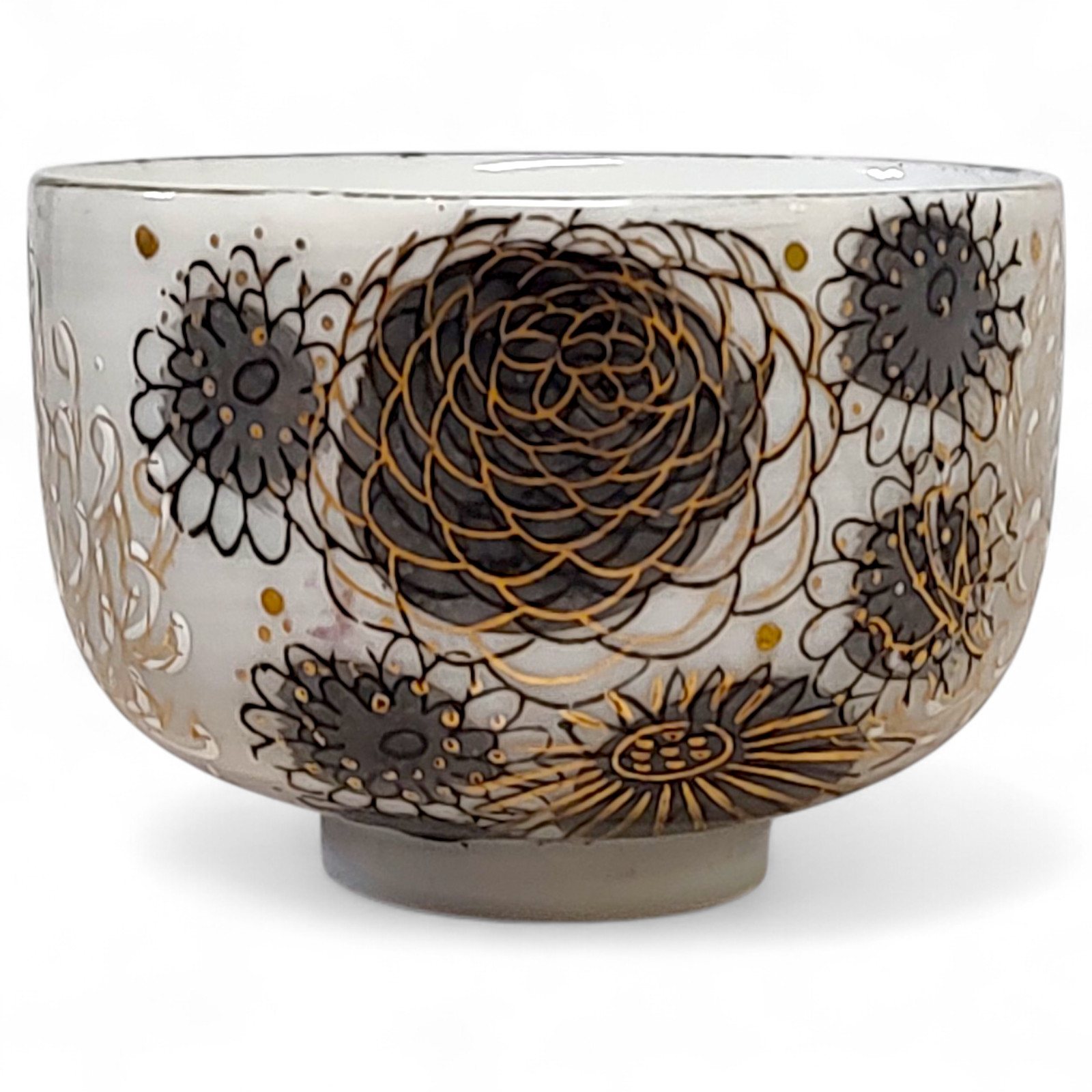 Vintage Kutani Fujita Floral Chrysanthemum Ceramic Porcelain Tea Cup 2" Japan