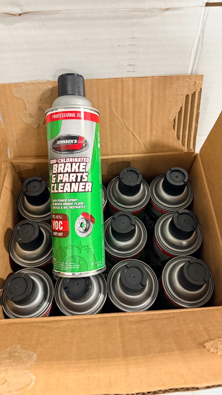 CASE OF 12! Johnsen's Brake Clean 2417 - 14oz - Non Chlorinated LOW VOC 12 PACK