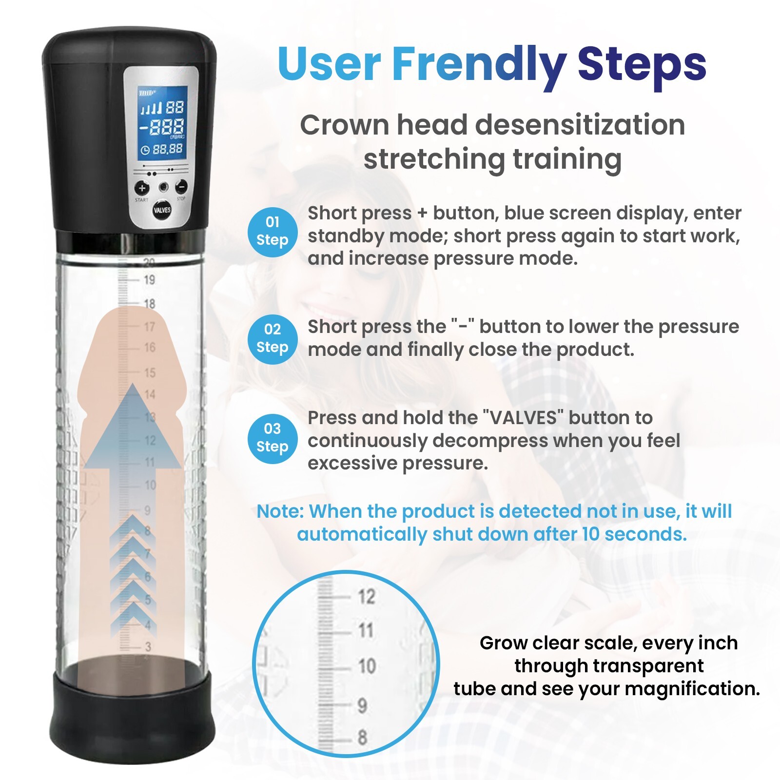 Vacuum Electric Penis Pump Digital rechargeable Male Men Penis Enlarger Growth