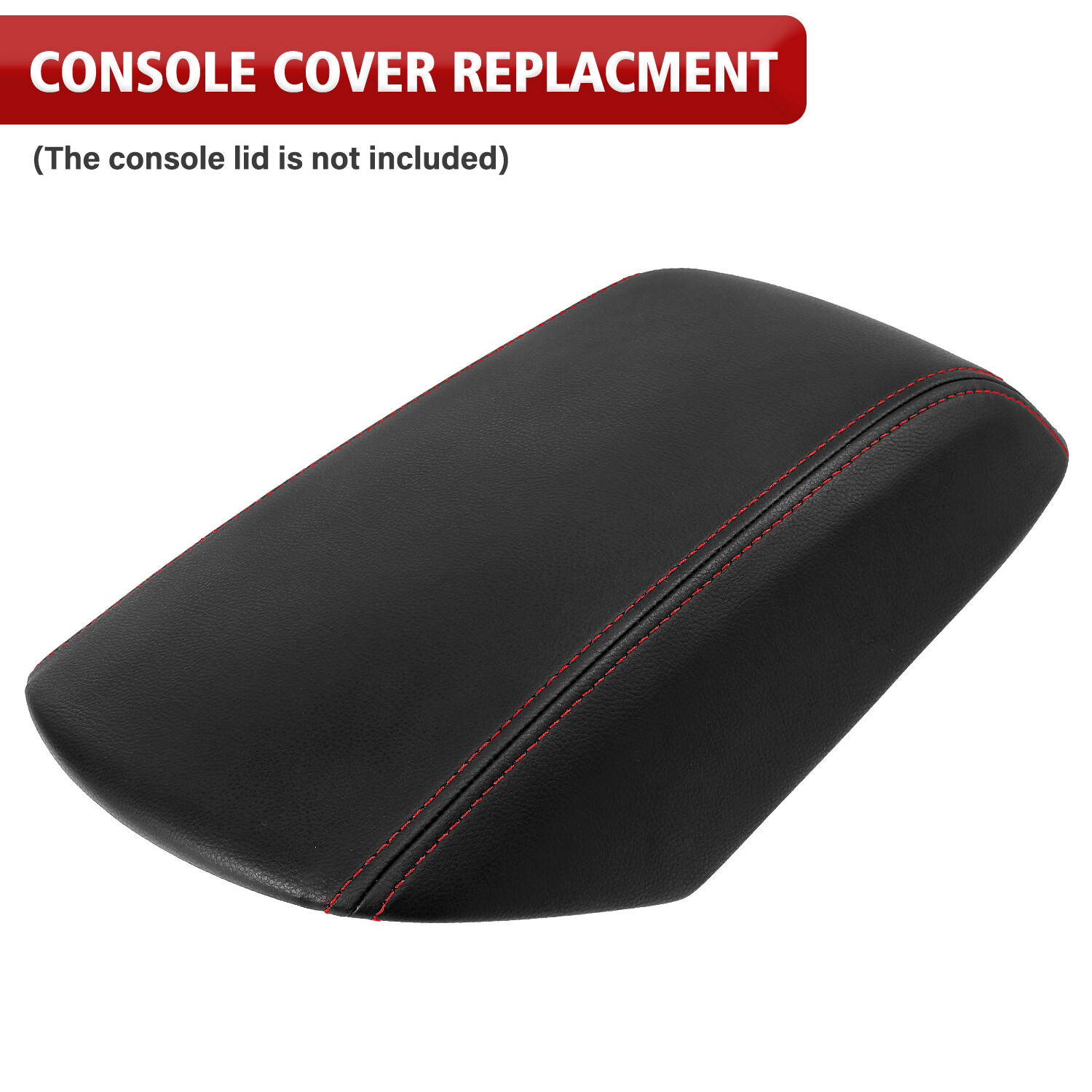 Fits 2011-2019 Ford Explorer Leather Center Console Lid Armrest Cover Red Stitch