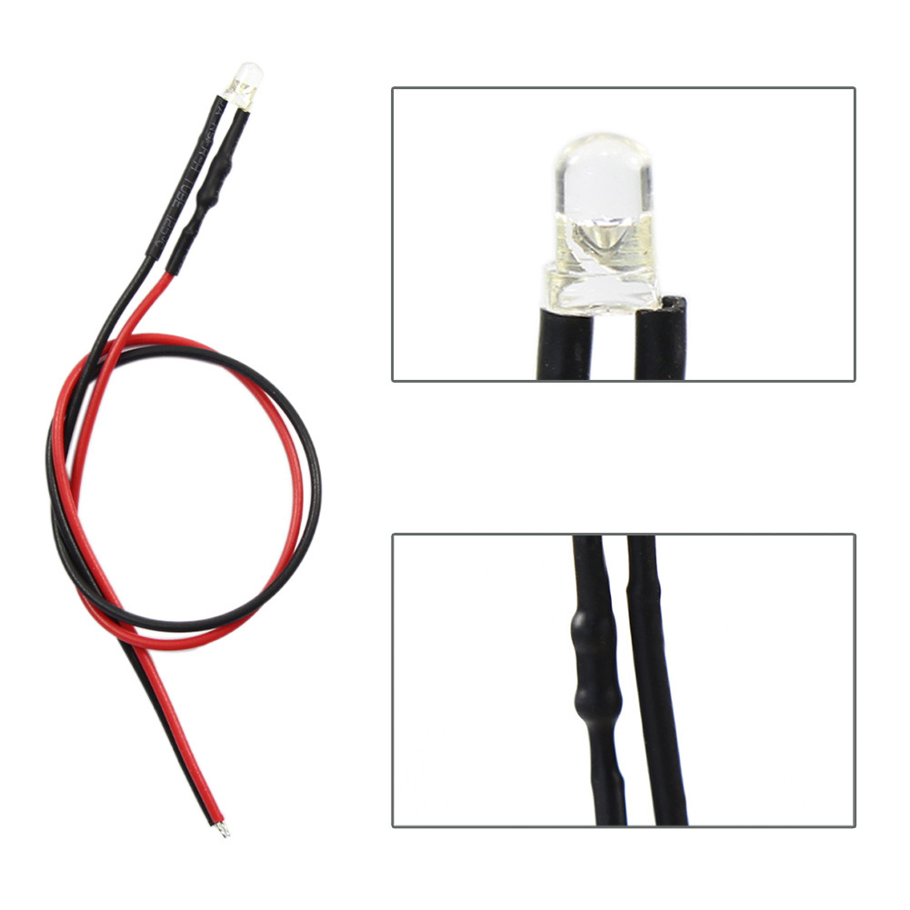 20pcs Pre-wired Resistor 26awg 20cm Wire Bright White 3mm LED Light Lamps 12V