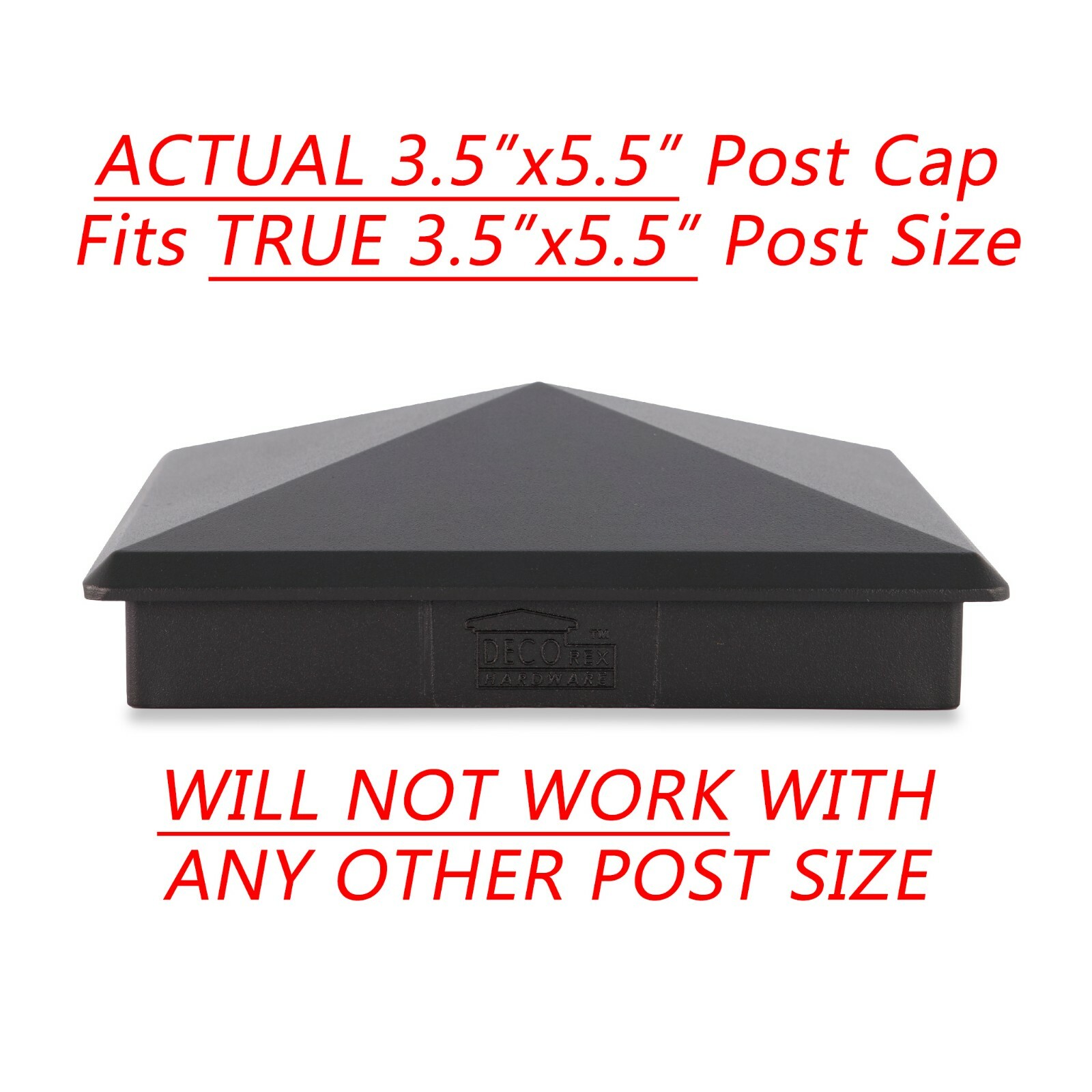 3.5" x 5.5" Heavy Duty Aluminium Pyramid Post Cap for Wood Posts - Black