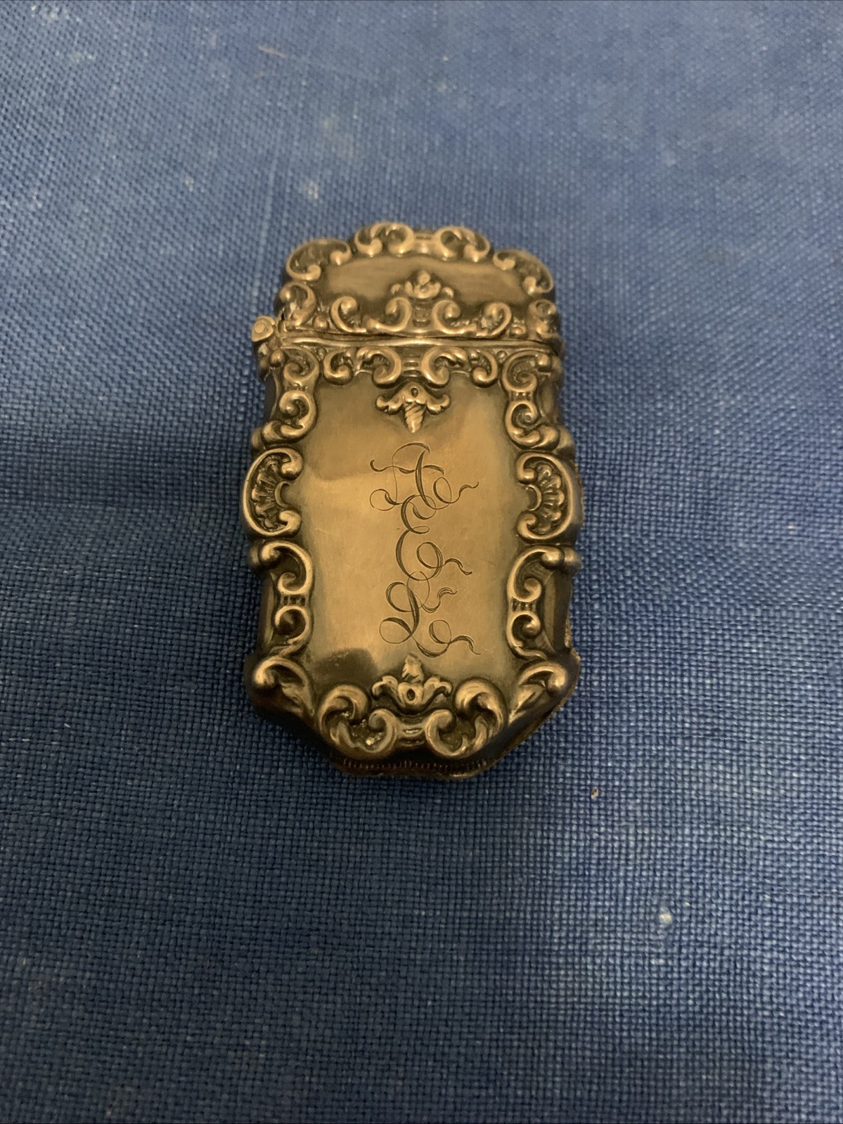 Antique Sterling Silver Match Safe Vesta Case Art Nouveau Circa 1900