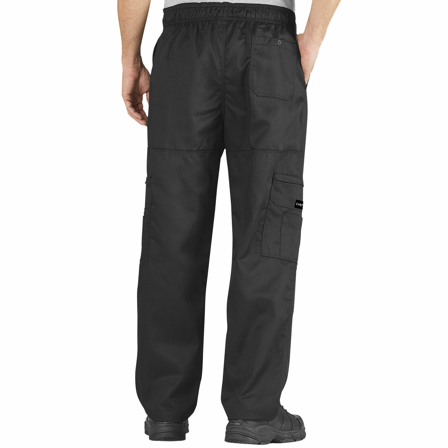 CHEF CODE Chef Cargo Pants with Wide Elastic Waist and Drawstring, Zipper Fly