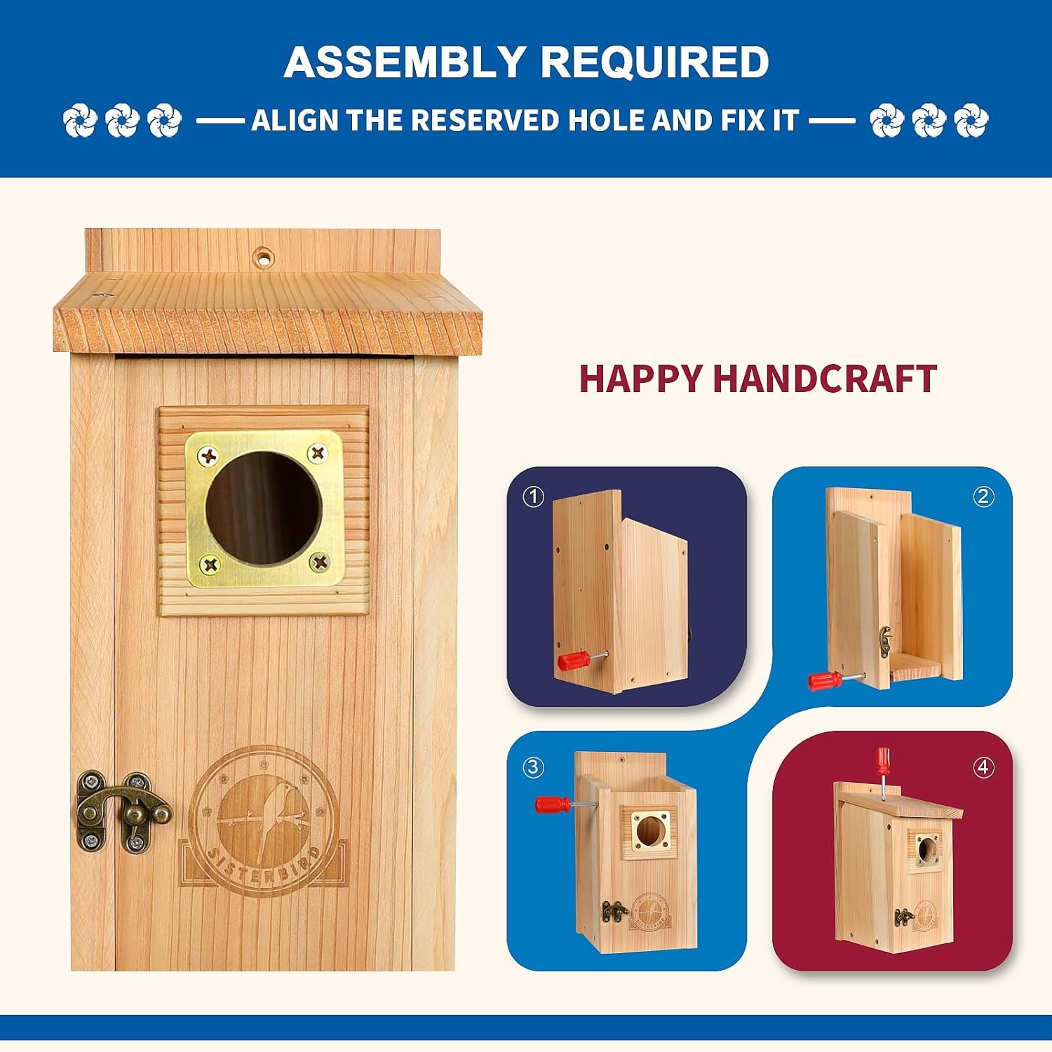 2 Pack Bird Houses for outside Clearance with Copper Guard, Cedar Bird House Out