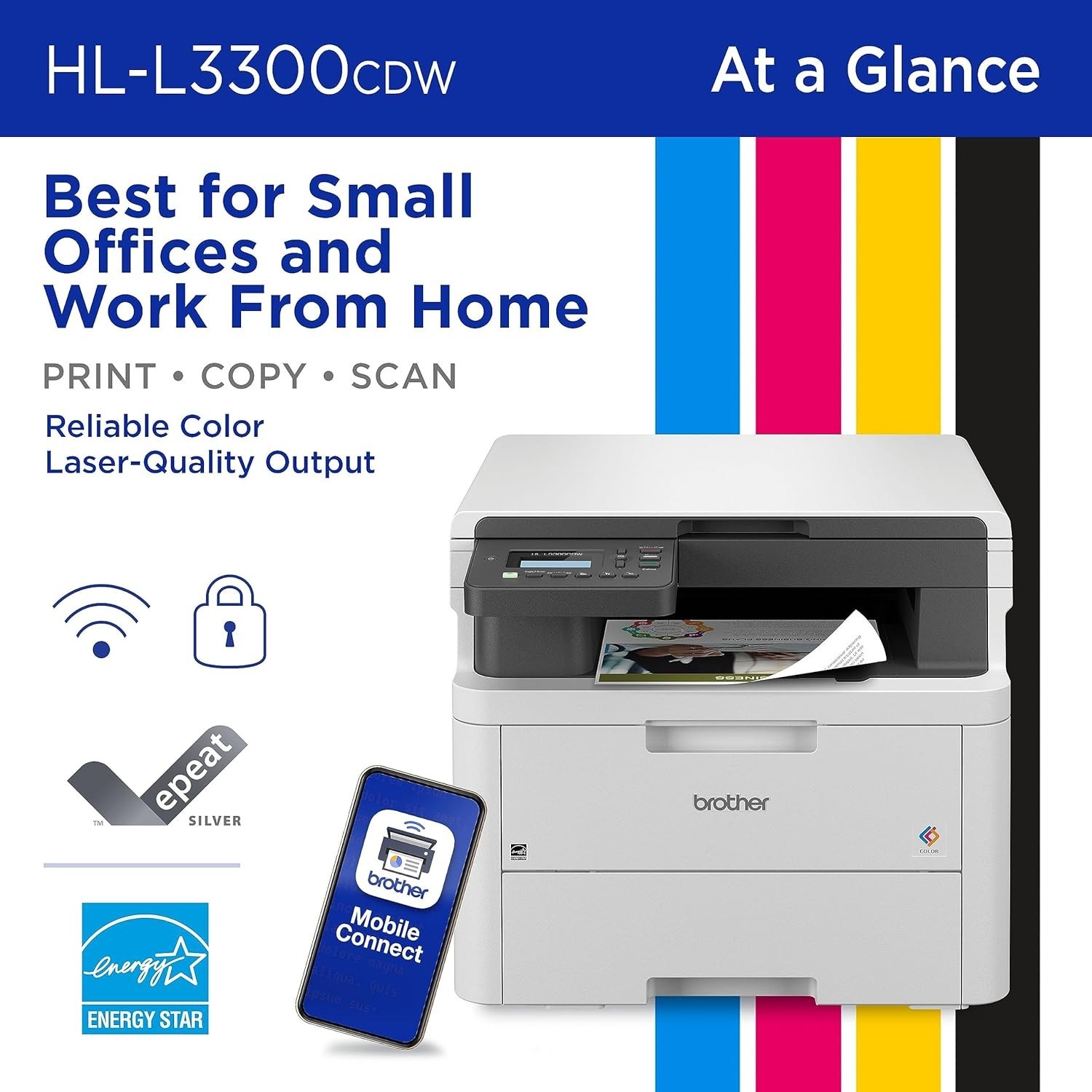 Brother HL-L3300CDW Digital Color Multi-Function Printer with Copy, Scan, Duplex