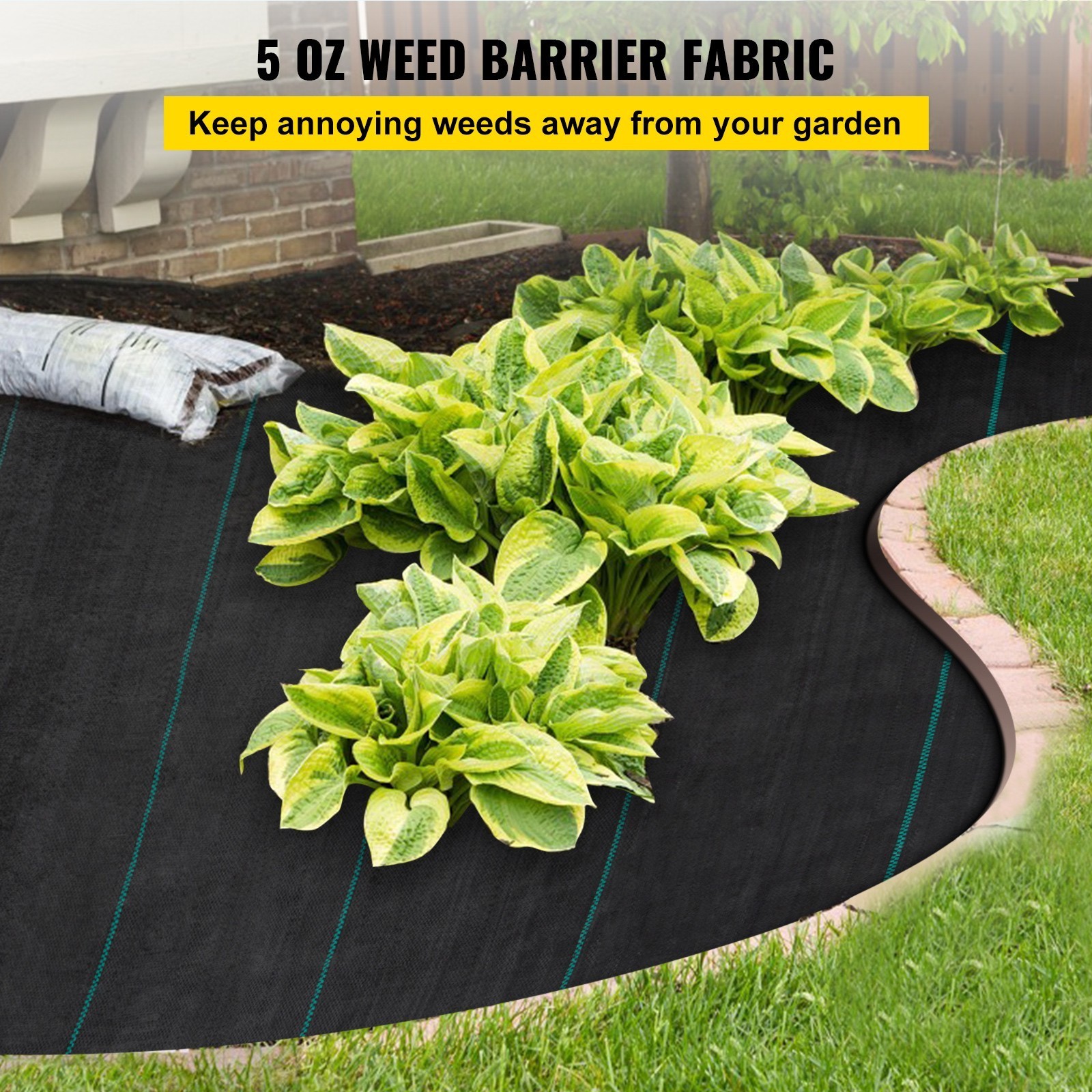 5'x 250' Weed Barrier Landscape Fabric Ground Cover 5oz PP~H