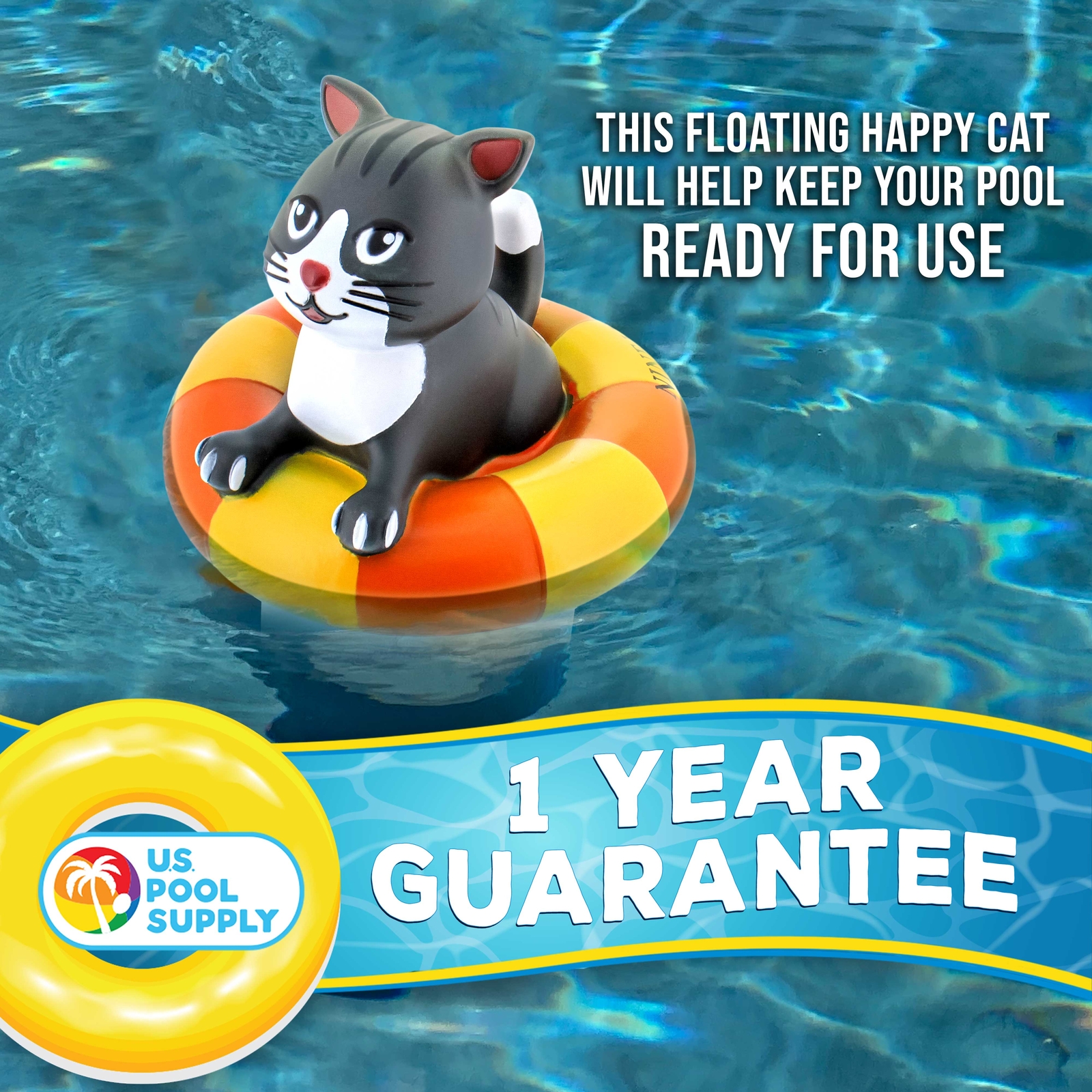U.S. Pool Supply Kitty Cat Floating Pool Dispenser, Holds 3" Tablets