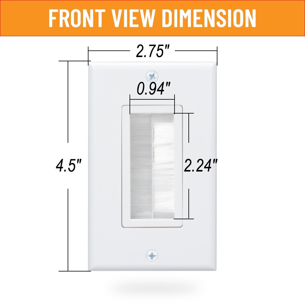 Brush Wall Plate with Mounting Bracket 6-Pack Cable Pass Through Insert Hider