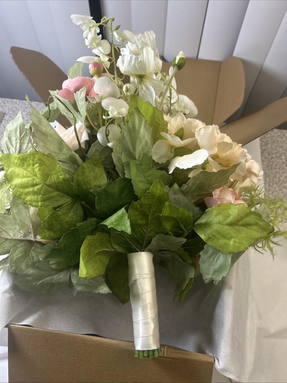 Ling's moment Coral Pink Wedding Bouquets for Bride, Blush Garden Bridal 13”