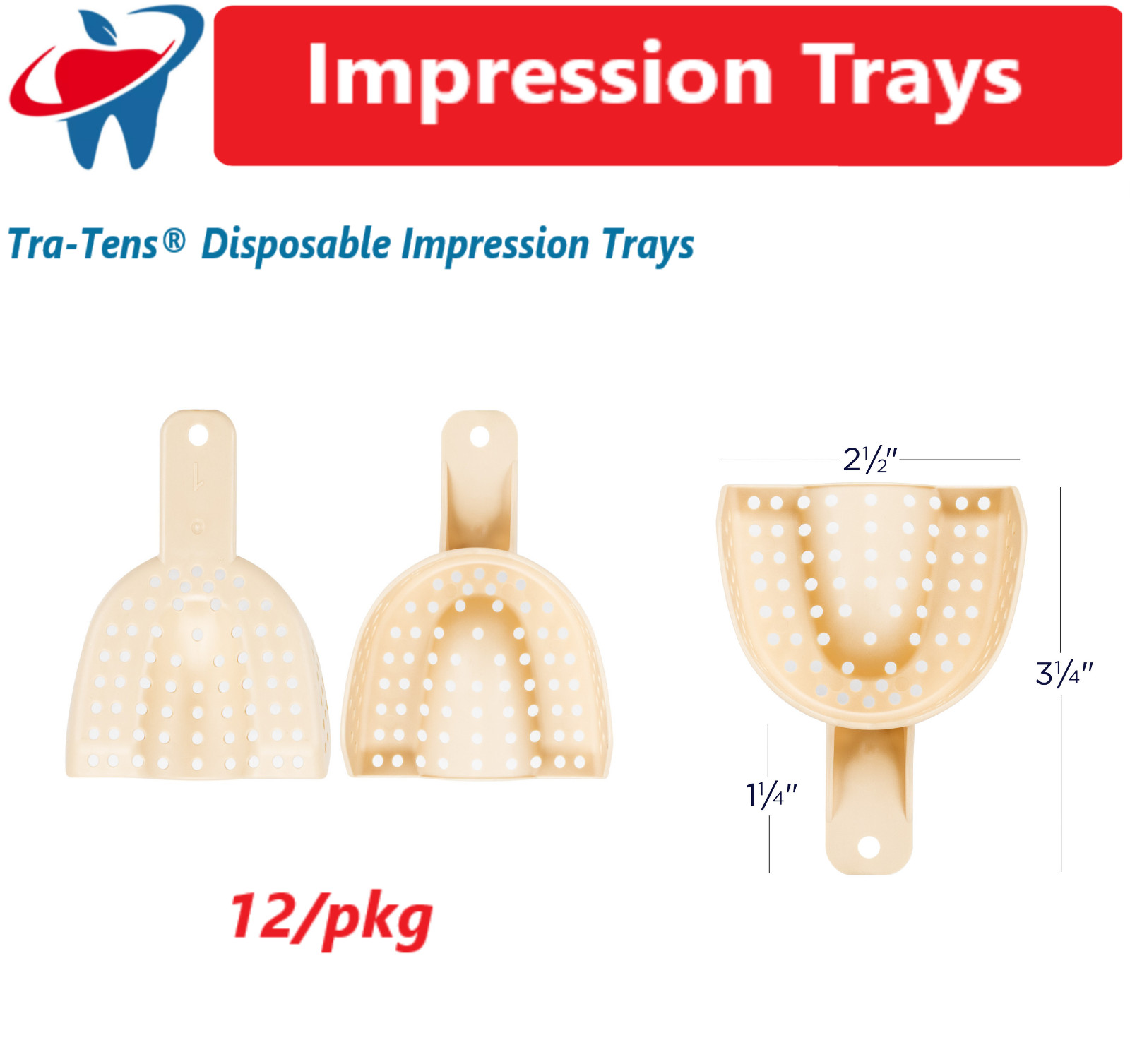 Tra-Tens® Disposable Impression Trays – Perforated, 12/Pkg - Water Pik
