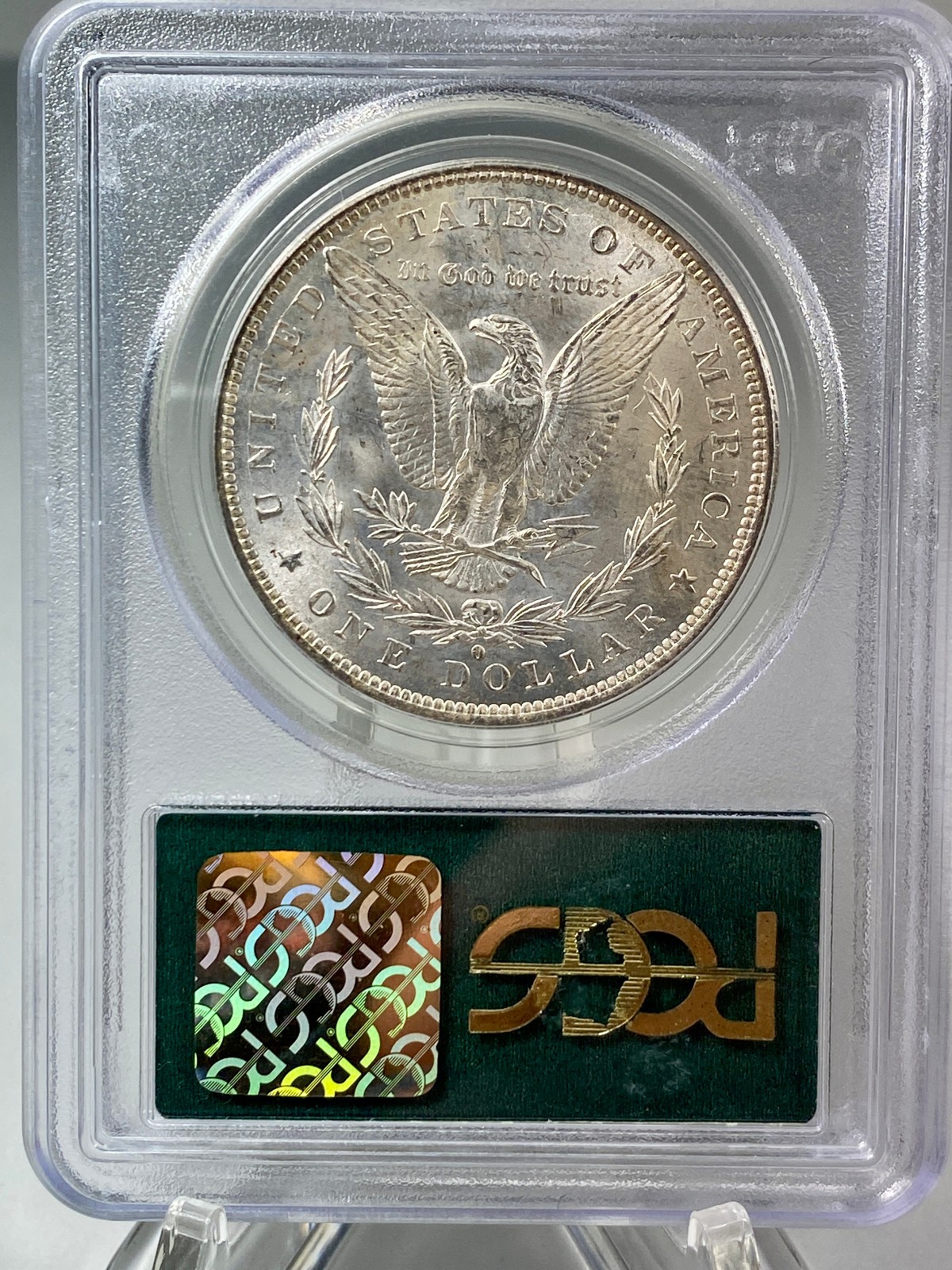 1884-O Morgan Silver 1$ Dollar PCGS MS 63 OGH Yellow with Blue Toned