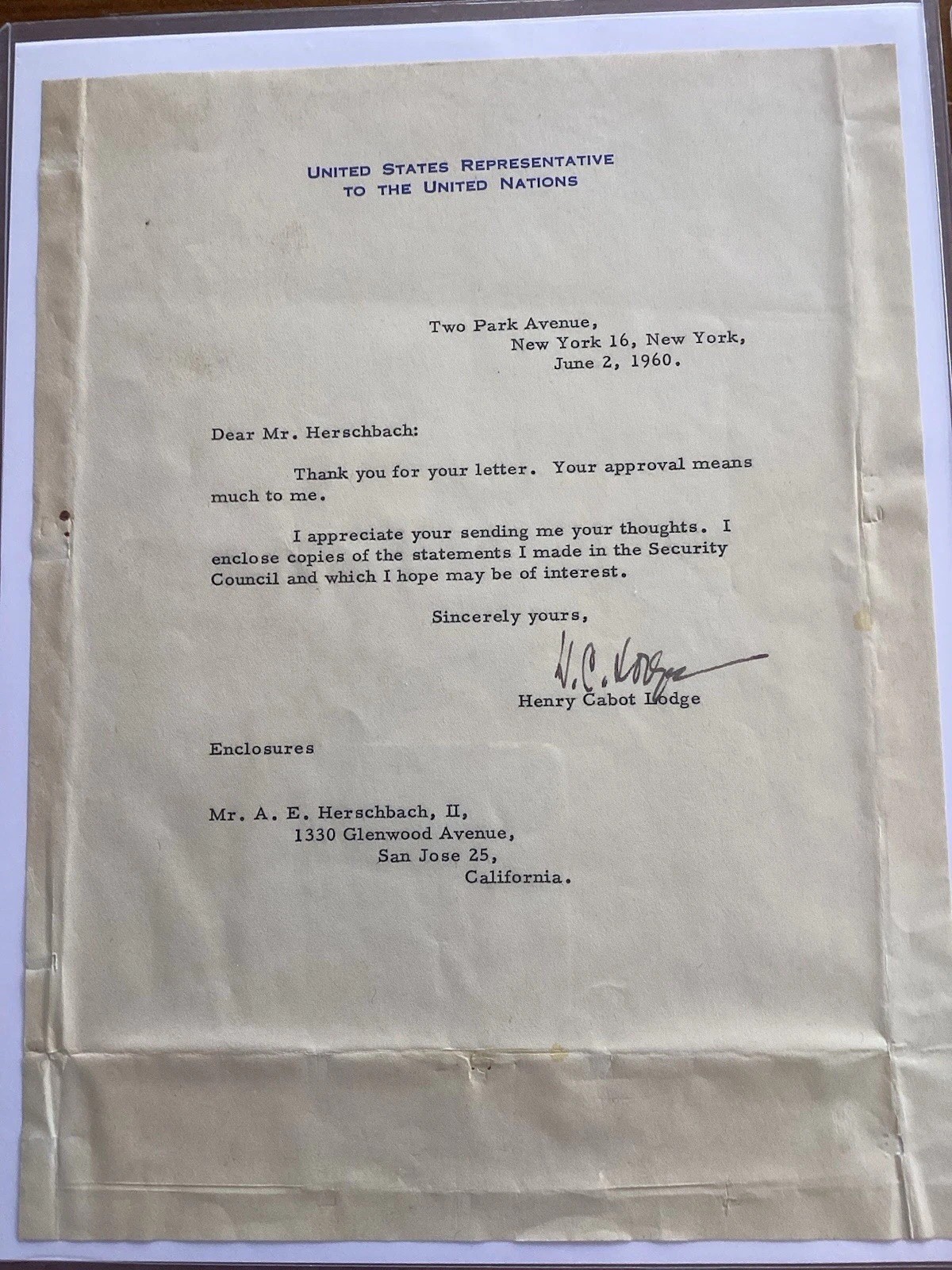 Vice President Richard Nixon Letter’s From South Bay Area California PAST!