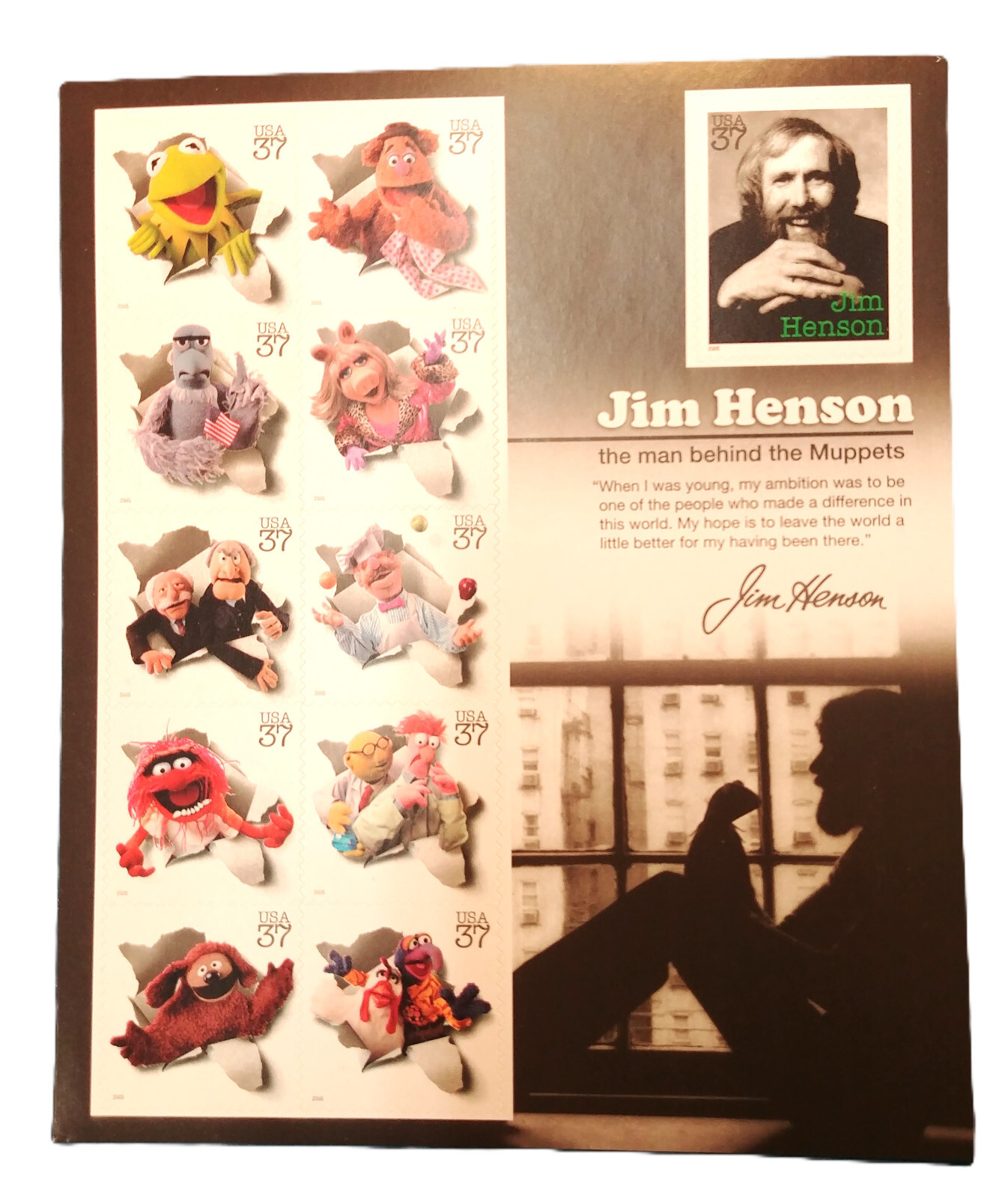 Jim Henson & Muppets Full Sheet 37-Cent Postage Stamps 11 per sheet Scott #3944
