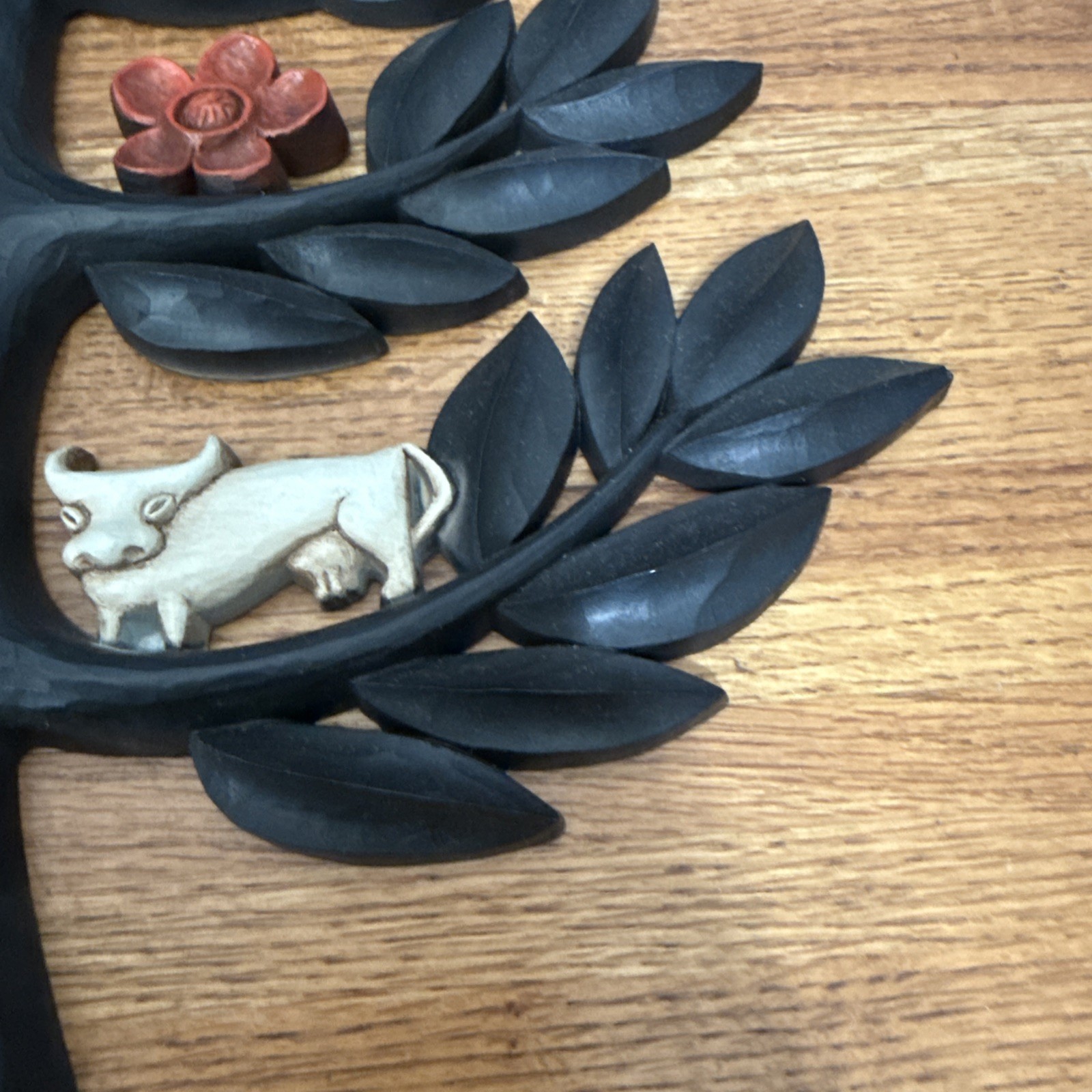 Vtg Set of 2 HOMCO Tree of Life Wall Plaques Boho Animals Flowers 14" x 13.5"