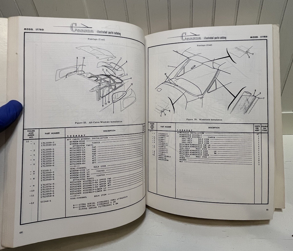 1971-1975 CESSNA Cardinal RG Parts Catalog Manual Original Book