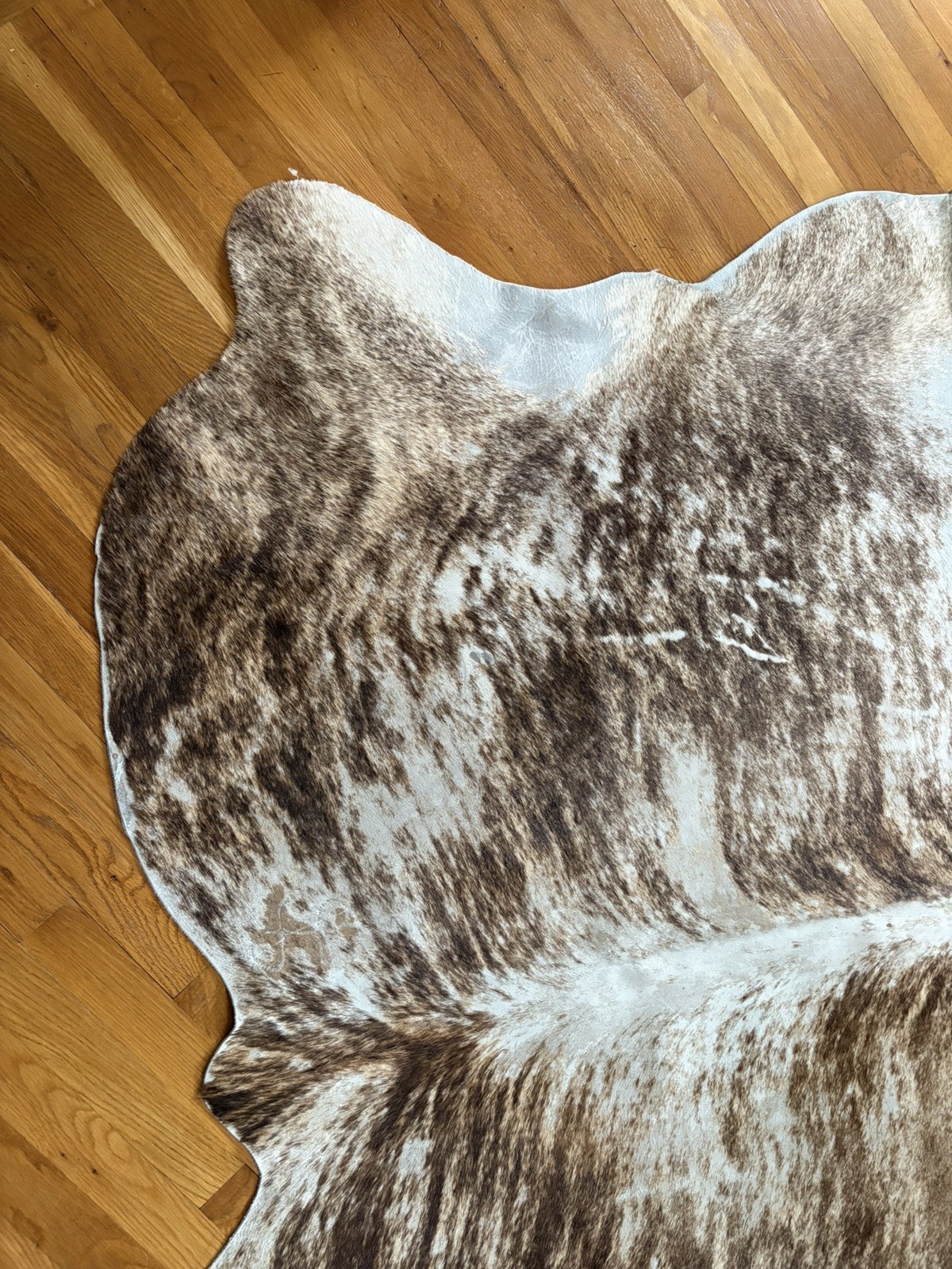 Brindle Gray Beige Natural Cowhide Rug 6 ft × 5.3 ft B.S. TRADING